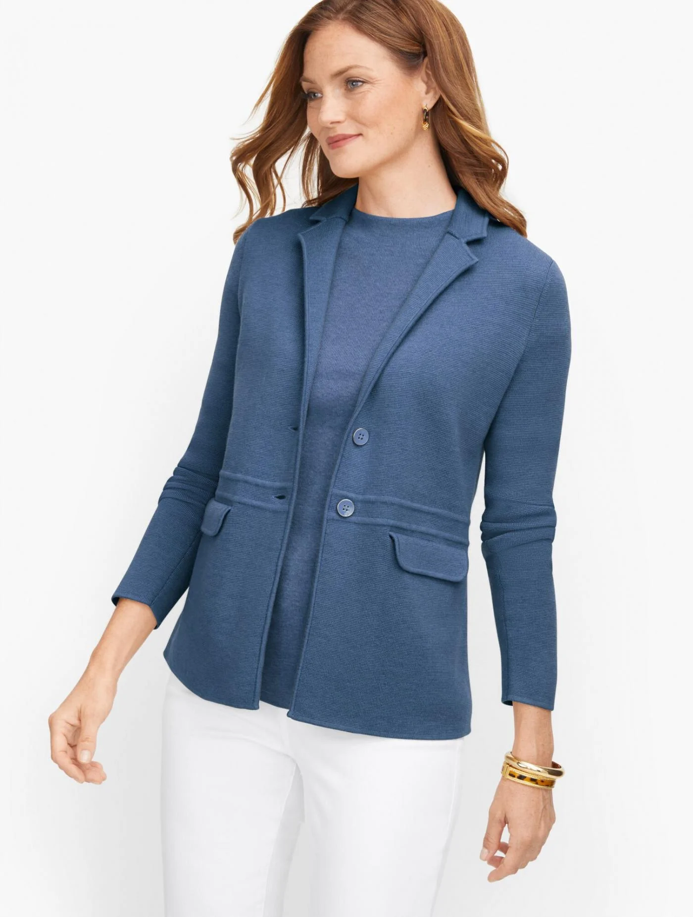 Sweaters | Merino Sweater Jacket CHAMBRAY HEATHER &#8211; Talbots Womens