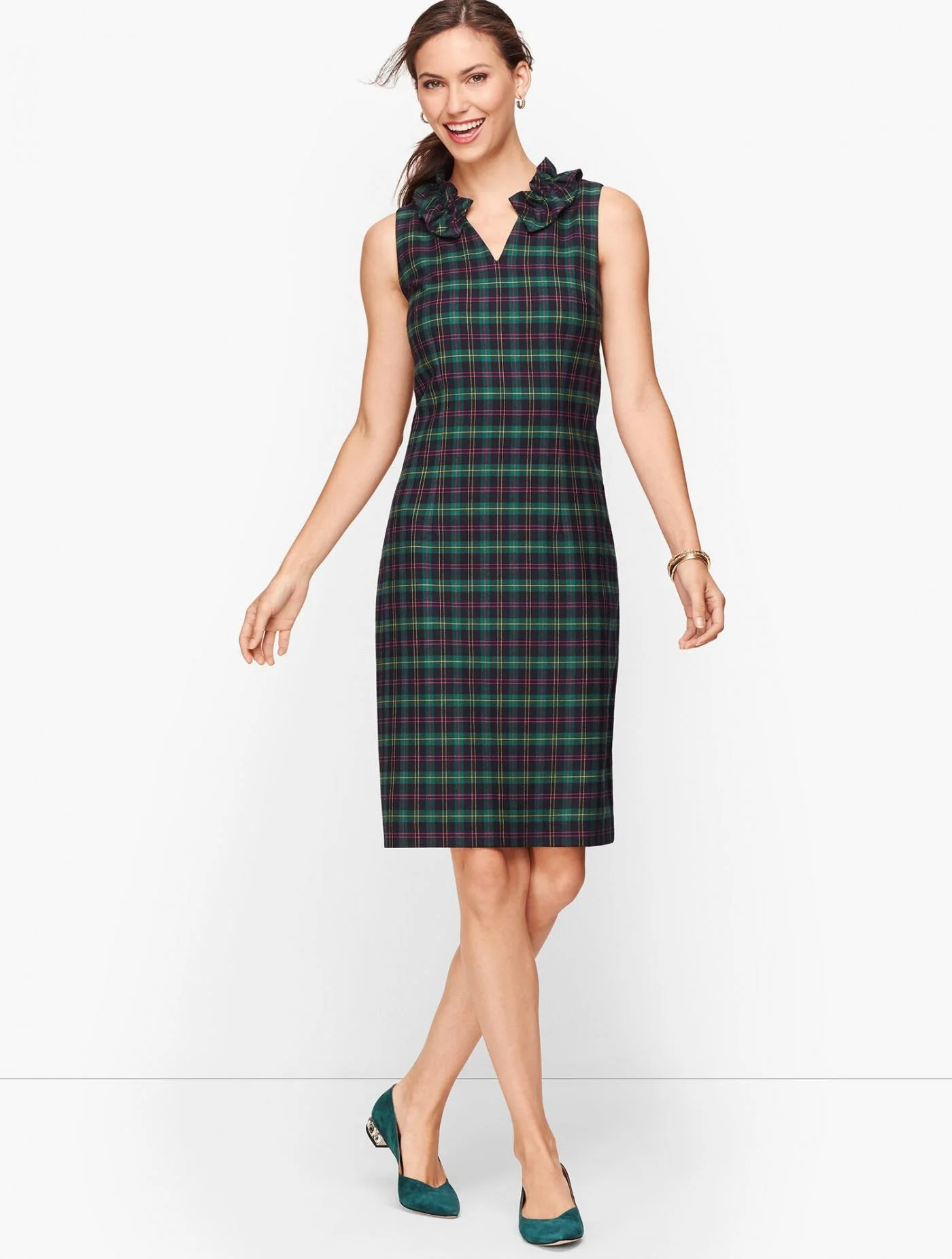 Dresses | Split Neck Talbots Tartan Shift Dress HIGHLAND GREEN &#8211; Talbots Womens