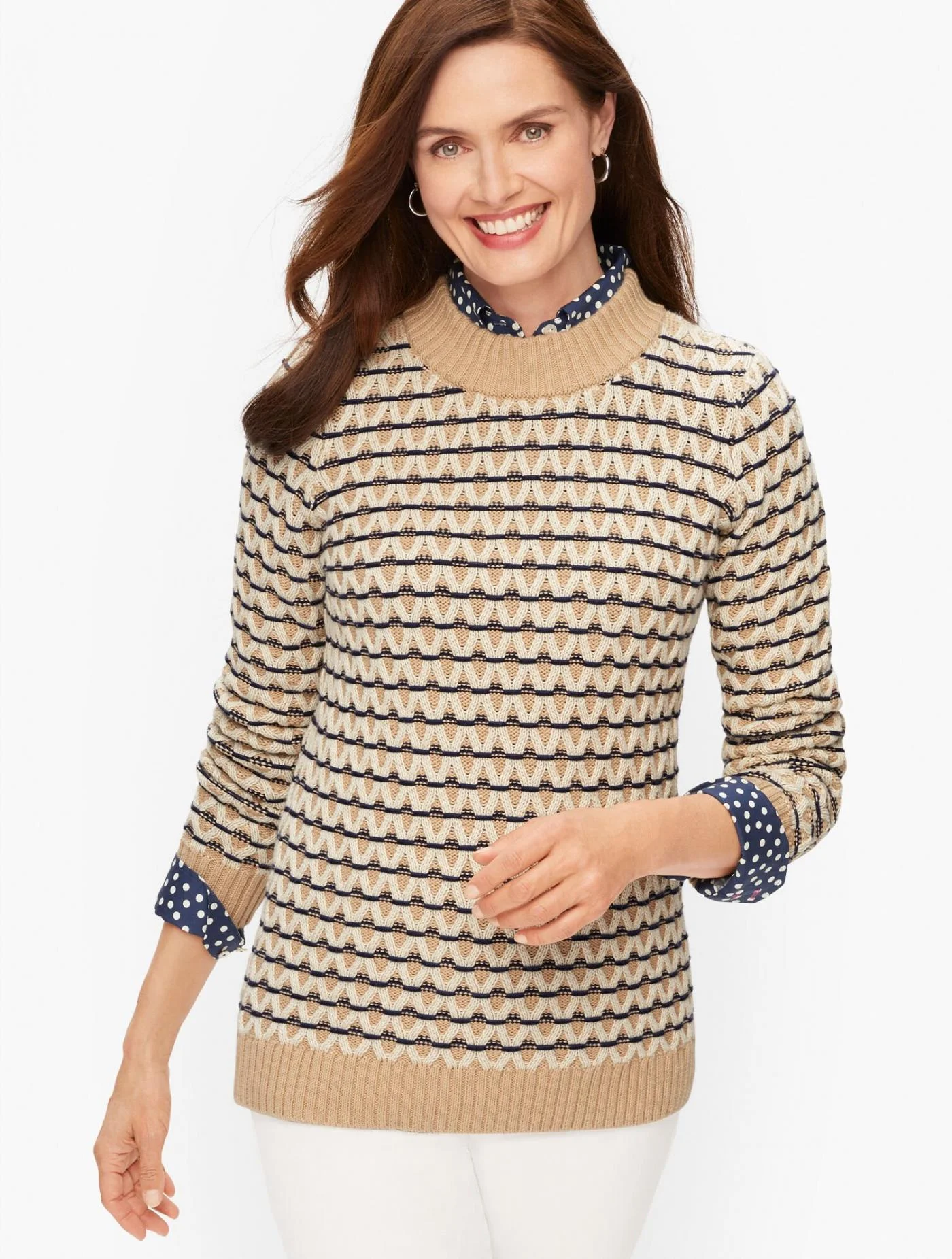 Sweaters | Textured Stripe Mockneck Sweater OYSTER MULTI &#8211; Talbots Womens