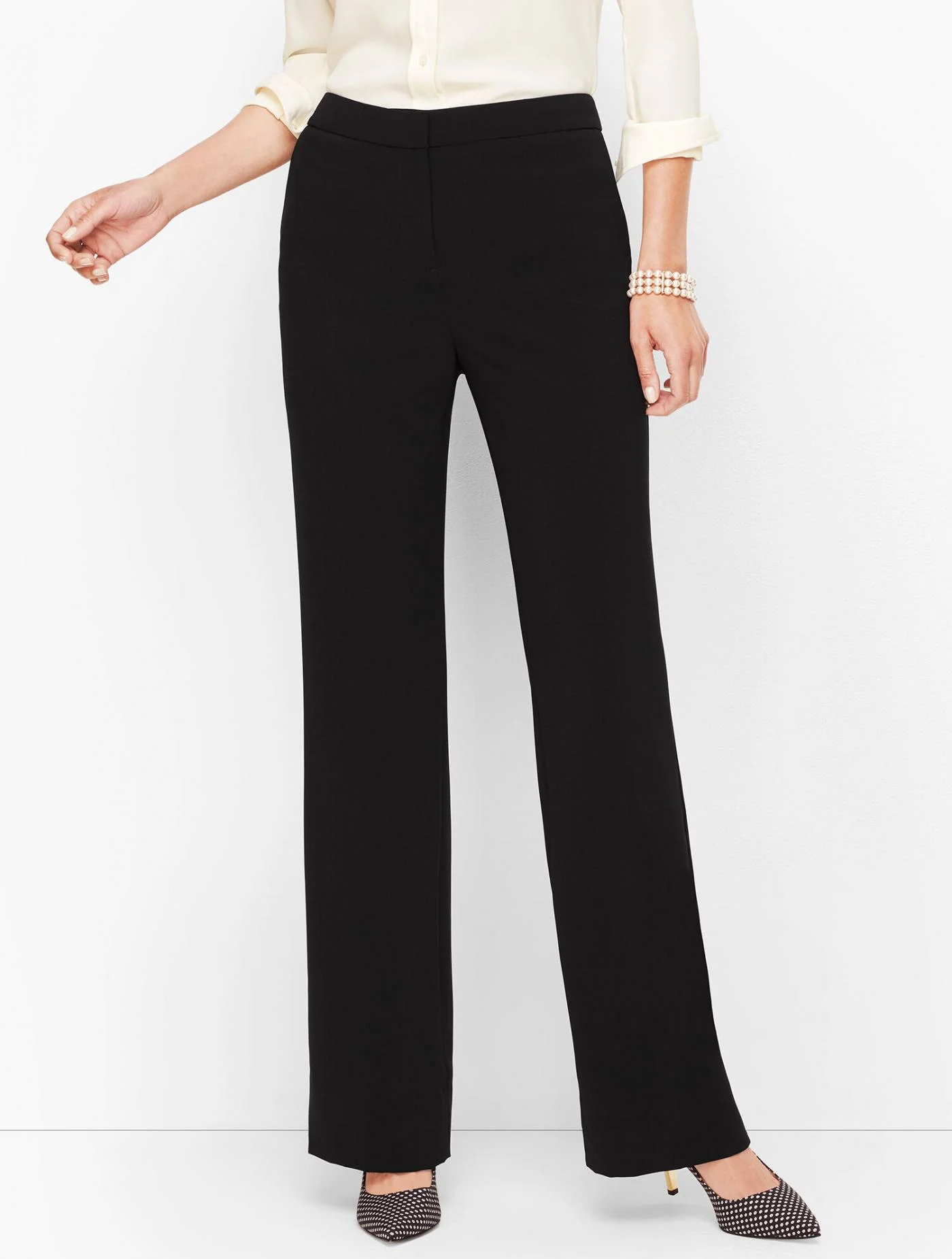 Pants | Stretch Crepe Wide Leg Pants BLACK &#8211; Talbots Womens