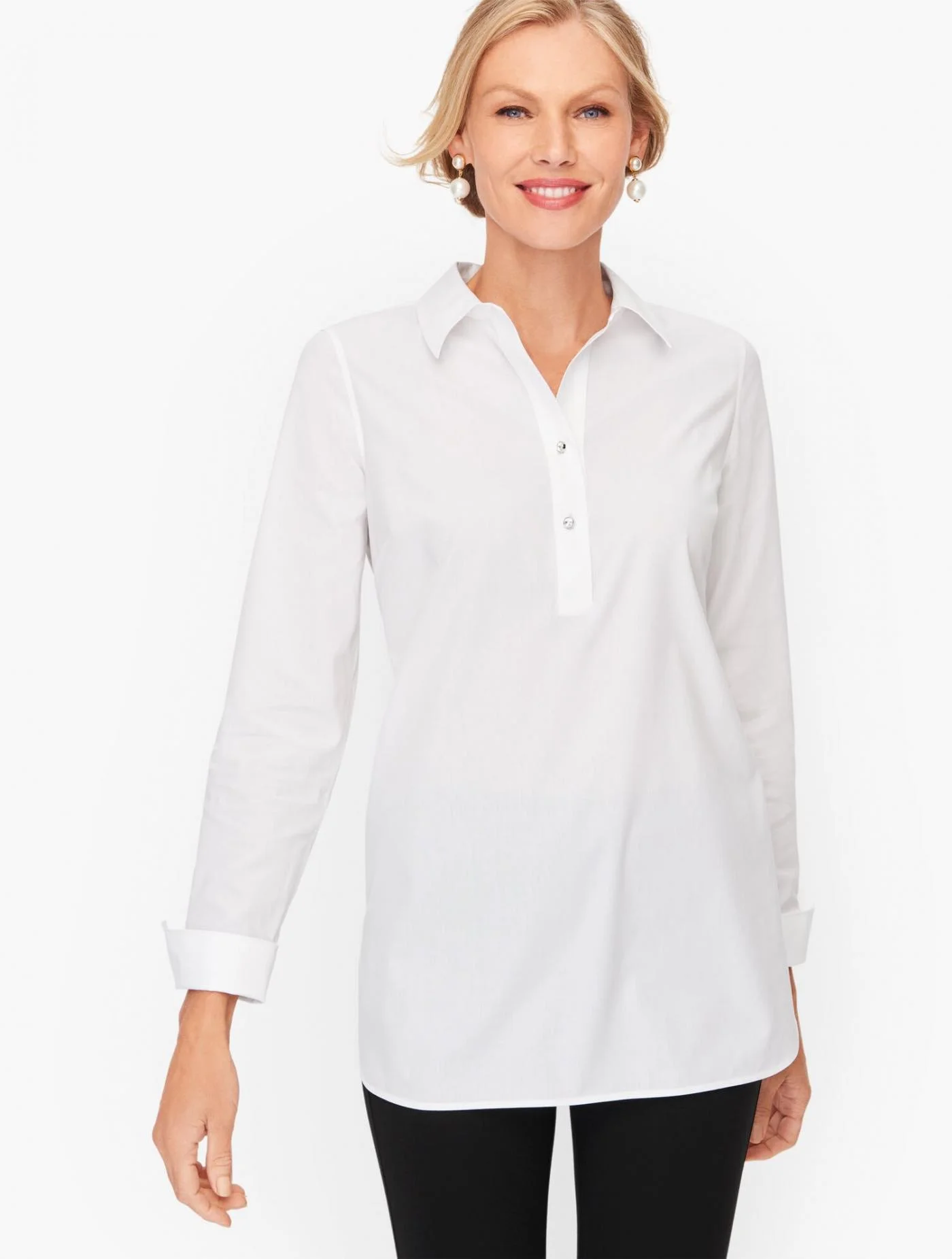 Blouses and Shirts | Perfect Popover &#8211; Solid WHITE &#8211; Talbots Womens