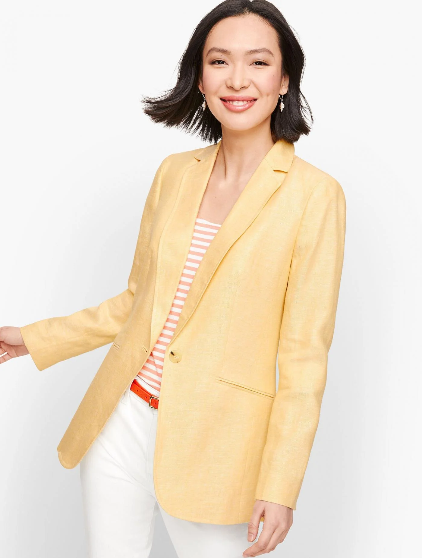 Jackets and Outerwear | Classic Linen Blazer &#8211; Twill SUNSHINE/WHITE &#8211; Talbots Womens