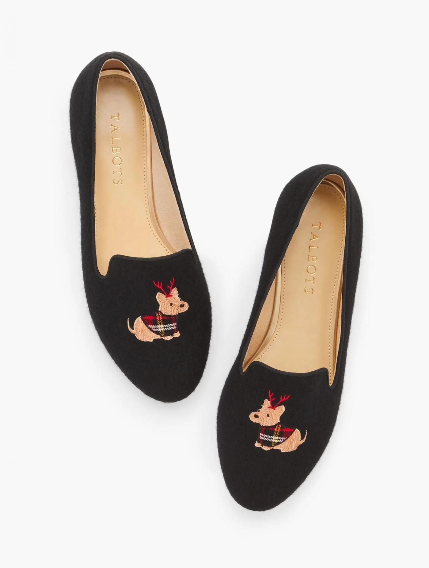 Flats | Ryan Embroidered Dog Loafers &#8211; Flannel BLACK MULTI &#8211; Talbots Womens