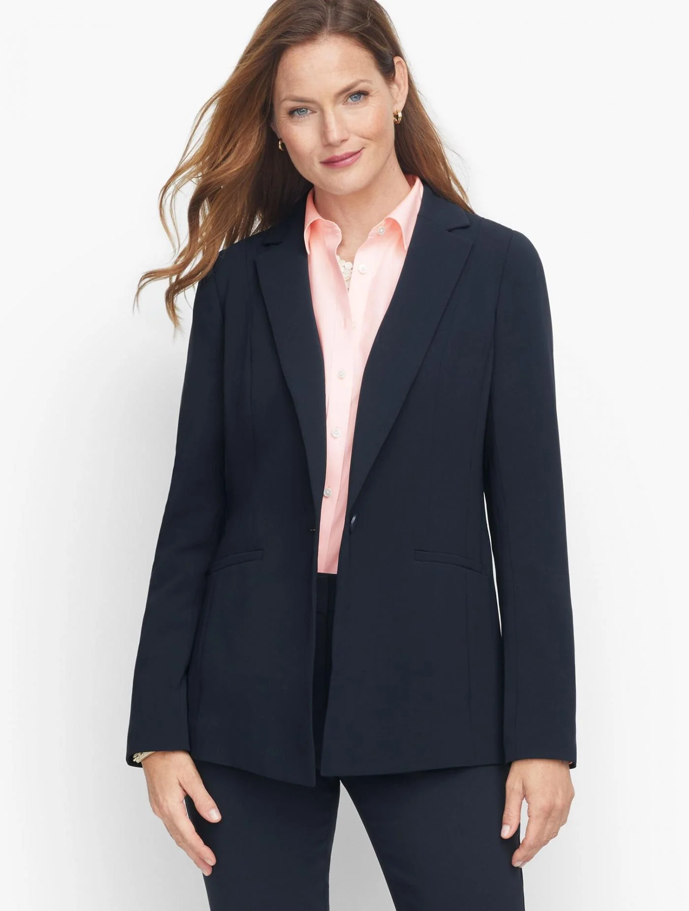 Jackets and Outerwear | Easy Travel Single Button Blazer INDIGO BLUE &#8211; Talbots Womens