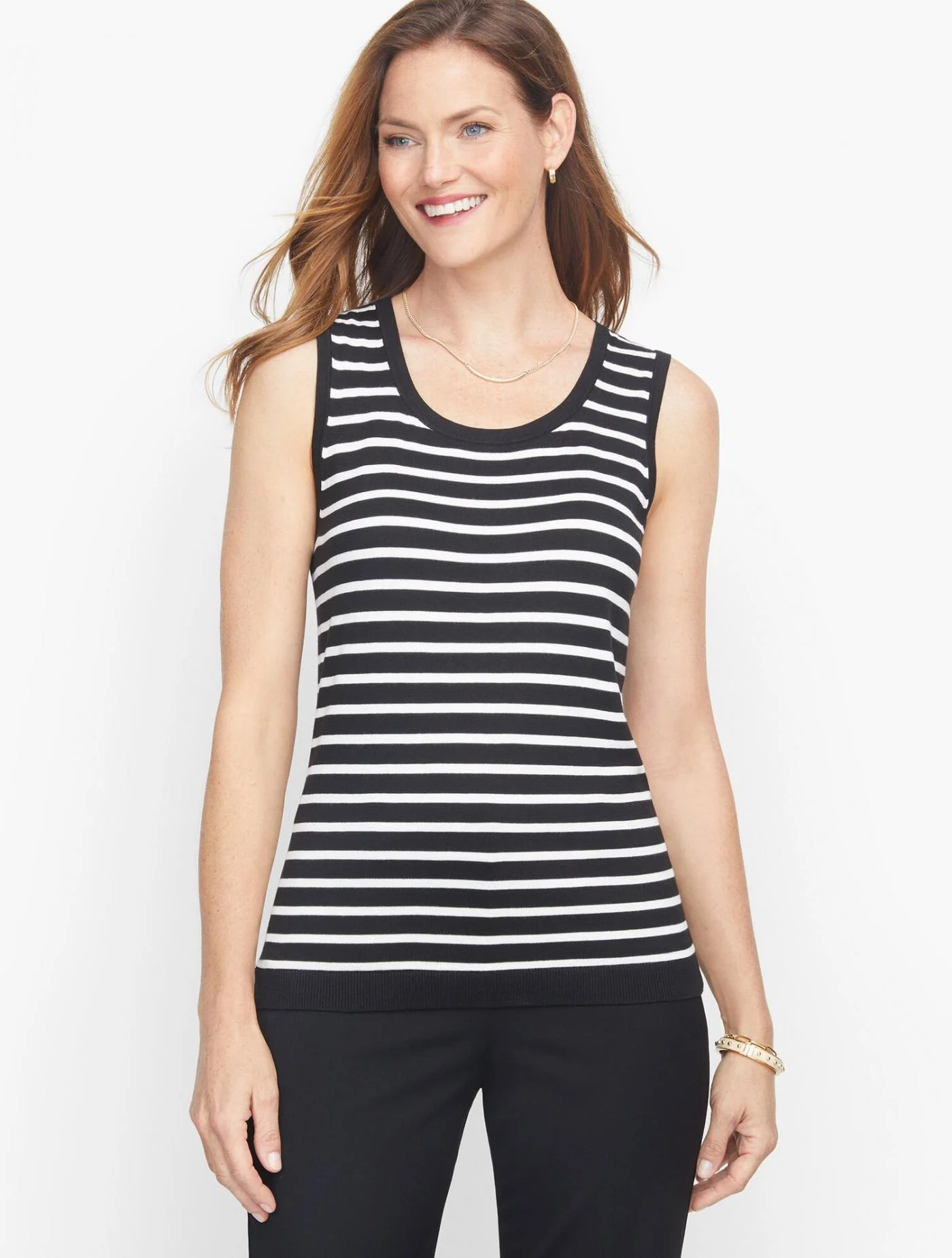 Sweaters | Charming Shell &#8211; Tipped Stripe BLACK/IVORY &#8211; Talbots Womens