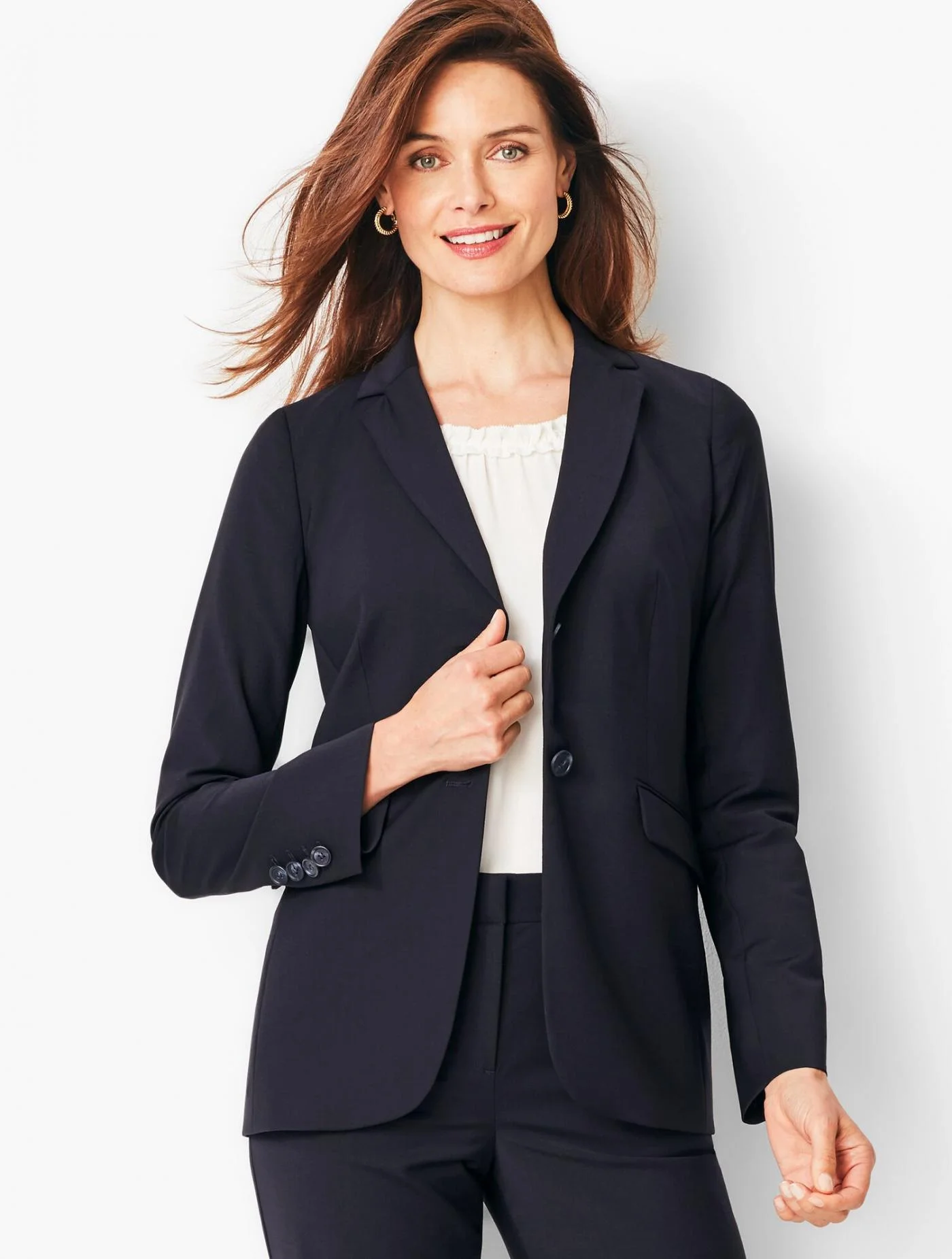 Jackets and Outerwear | Seasonless Wool Two-Button Blazer NAVY &#8211; Talbots Womens