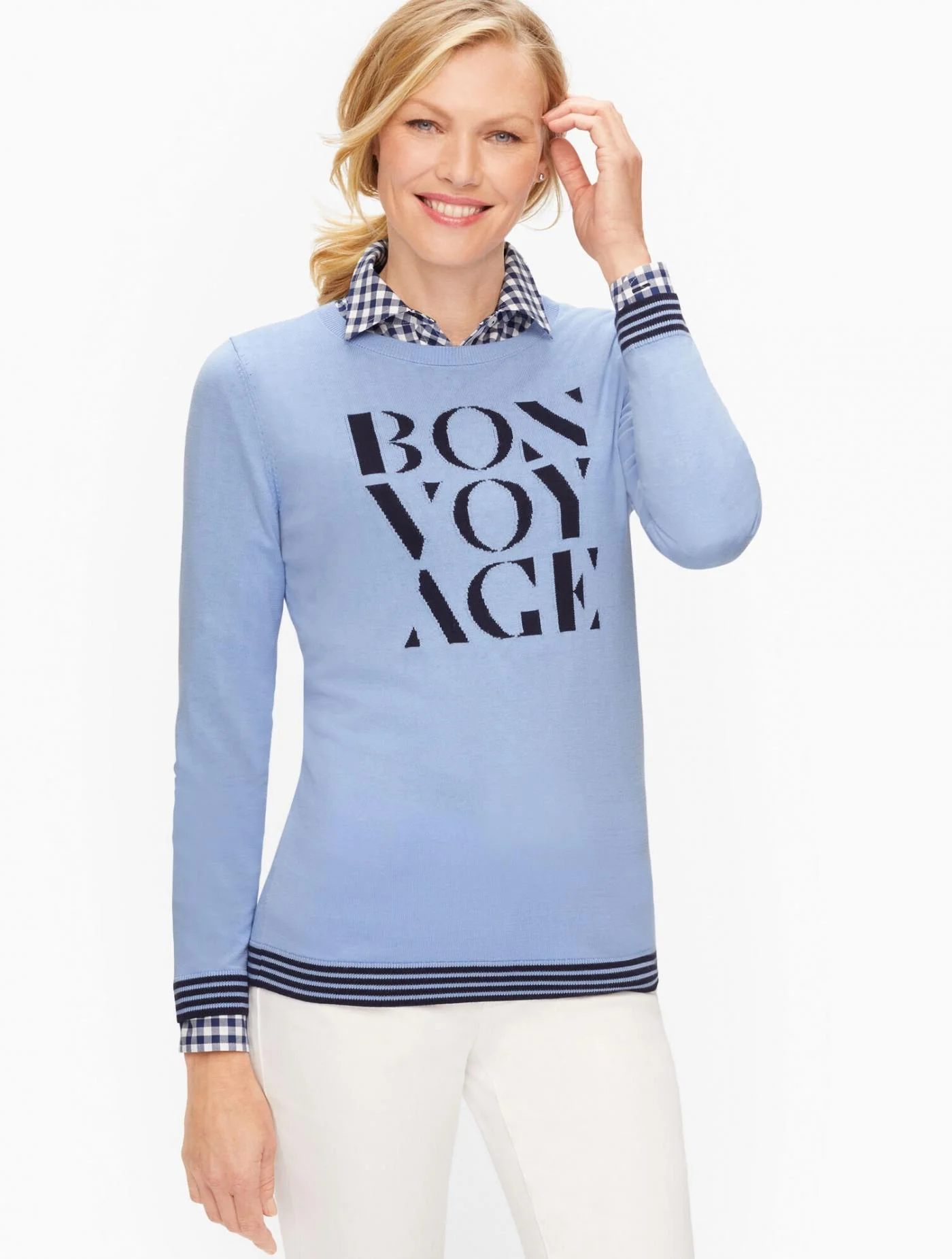 Sweaters | Bon Voyage&#039; Sweater BLUE SKY/INDIGO &#8211; Talbots Womens