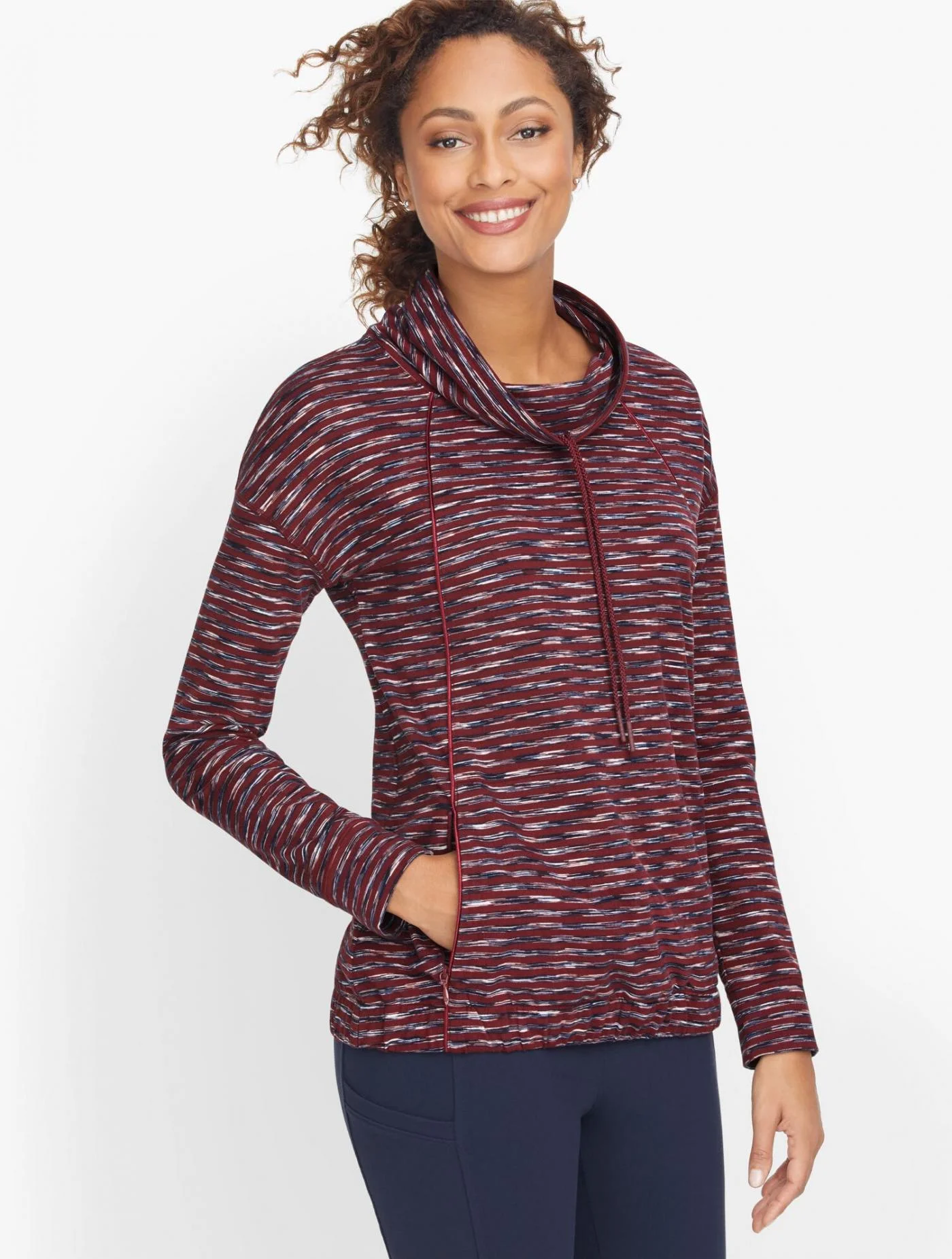 Tees and Knits | Drawstring Cowlneck Pullover SHIRAZ MULTI &#8211; Talbots Womens