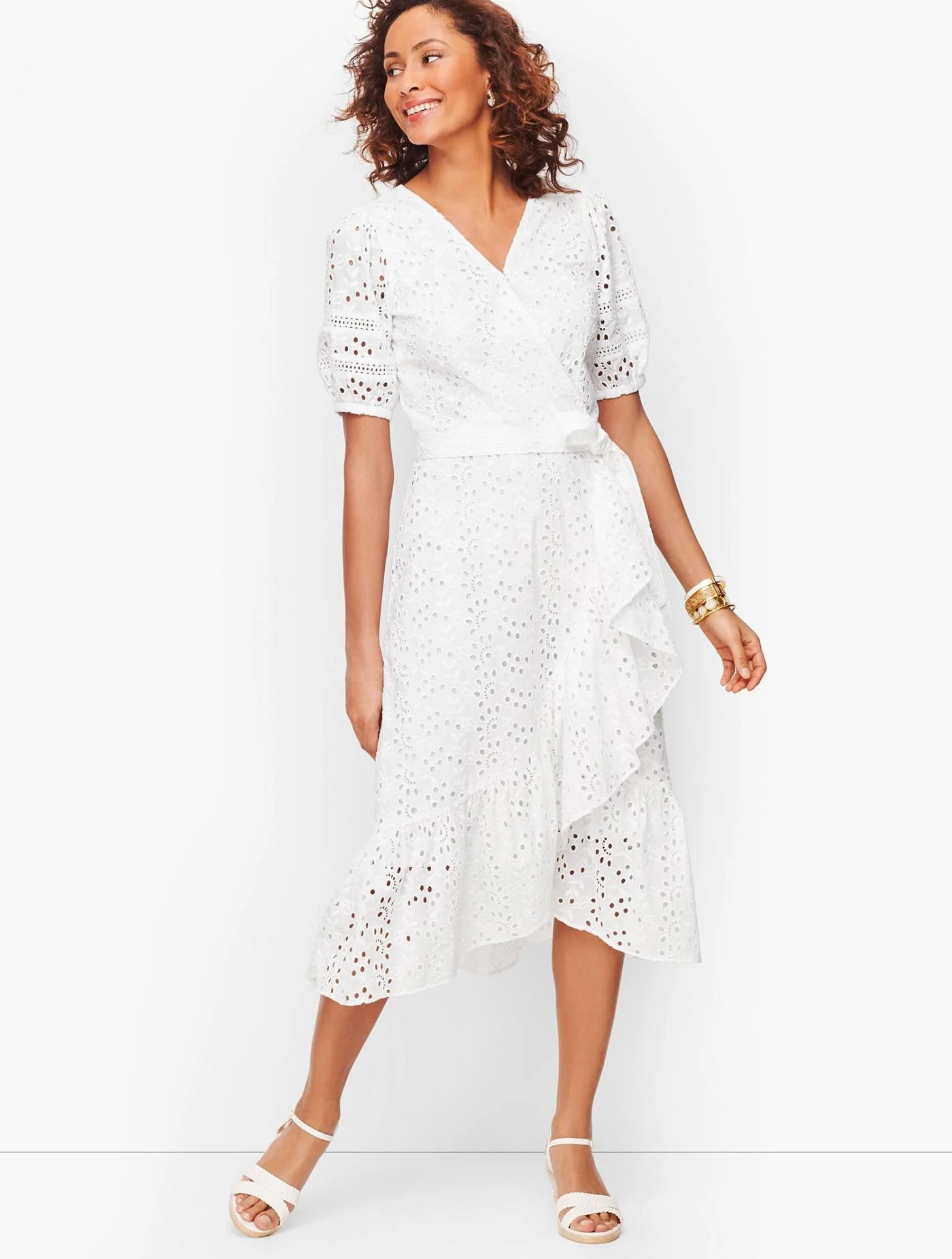 Dresses | Eyelet Cascade Wrap Dress WHITE &#8211; Talbots Womens