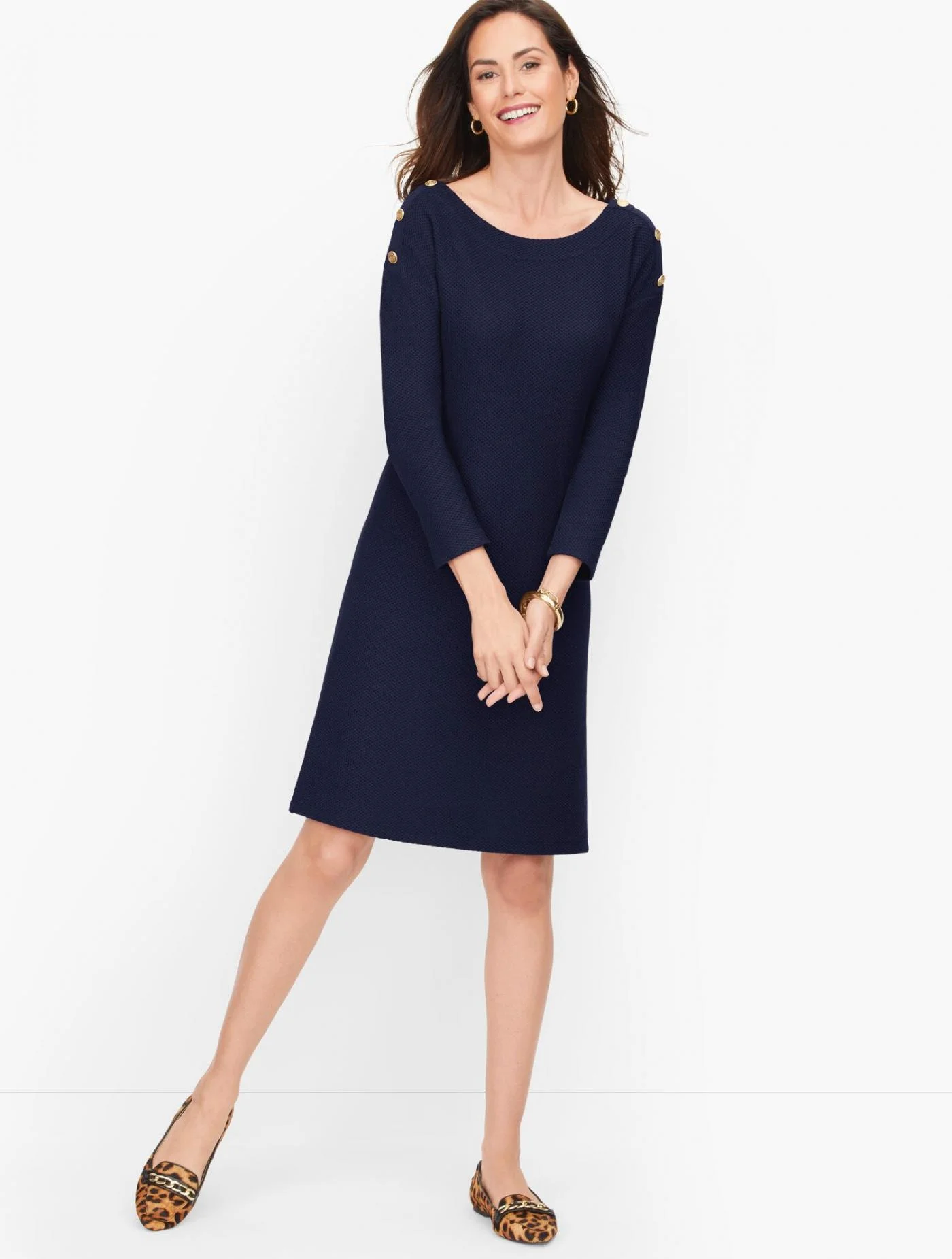 Dresses | Knit Bateau Neck Dress &#8211; Solid INDIGO &#8211; Talbots Womens