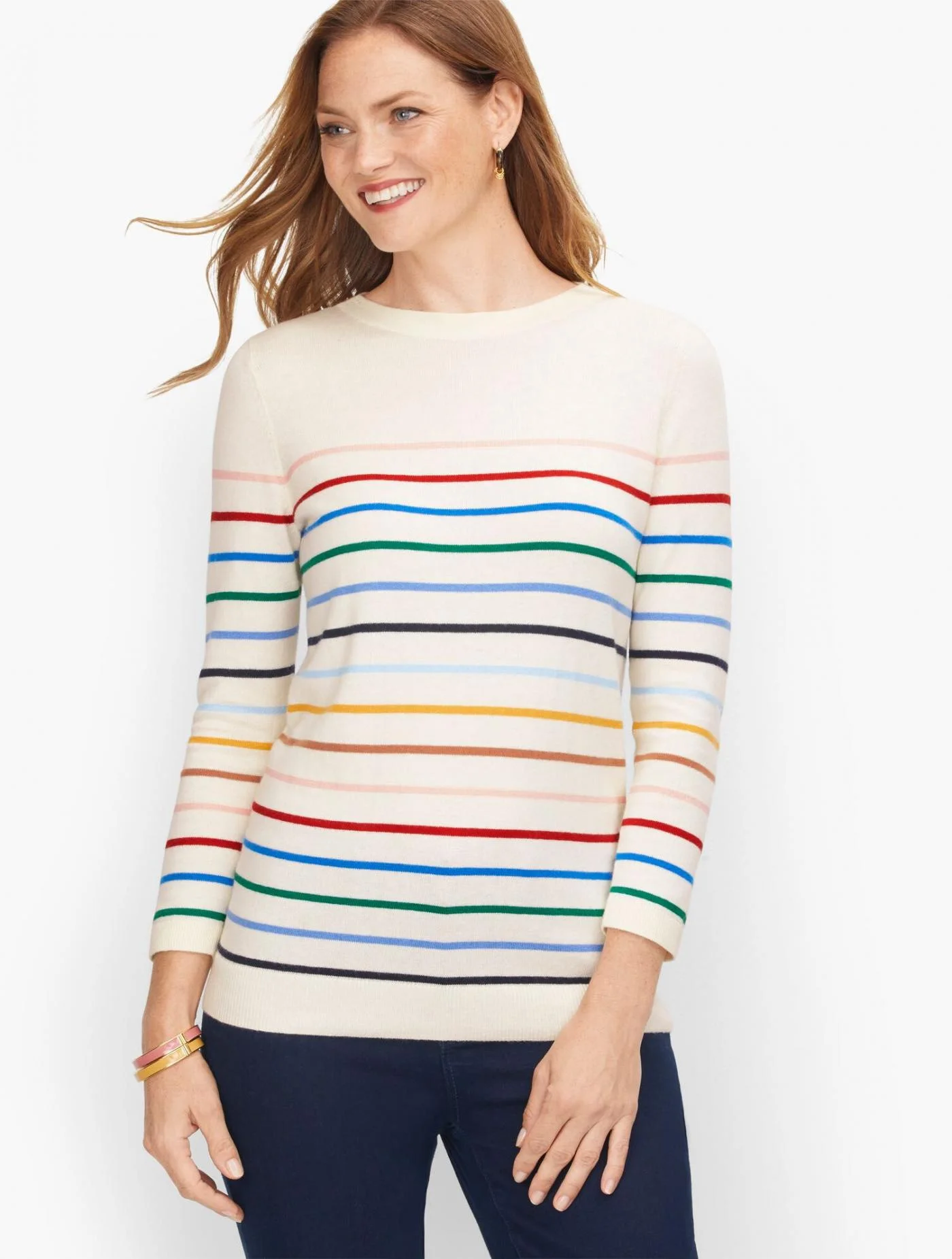 Sweaters | Breton Stripe Sweater IVORY MULTI &#8211; Talbots Womens