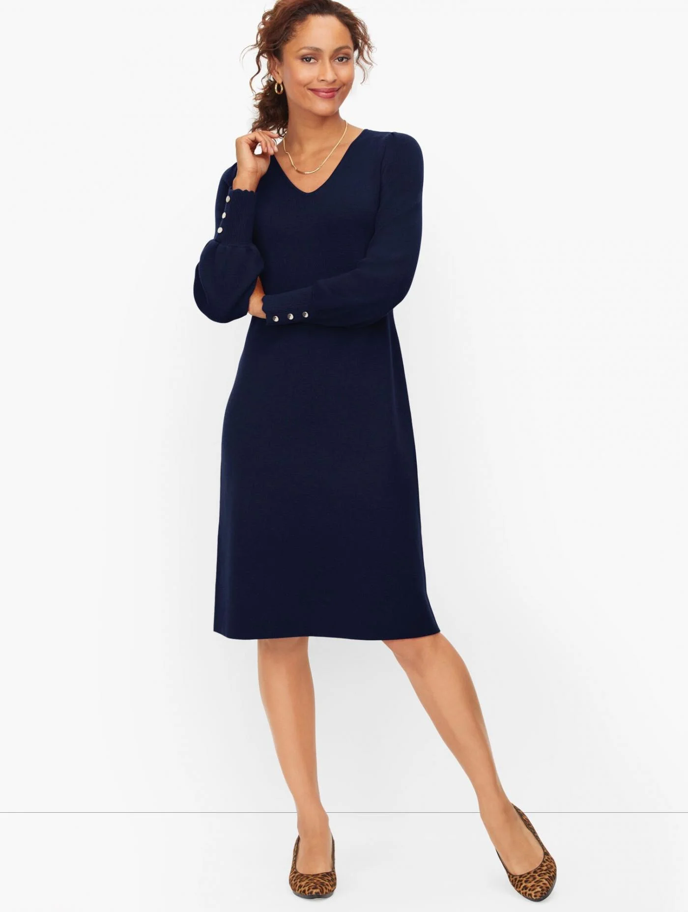 Dresses | Soft Merino V-Neck Sweater Dress INDIGO &#8211; Talbots Womens