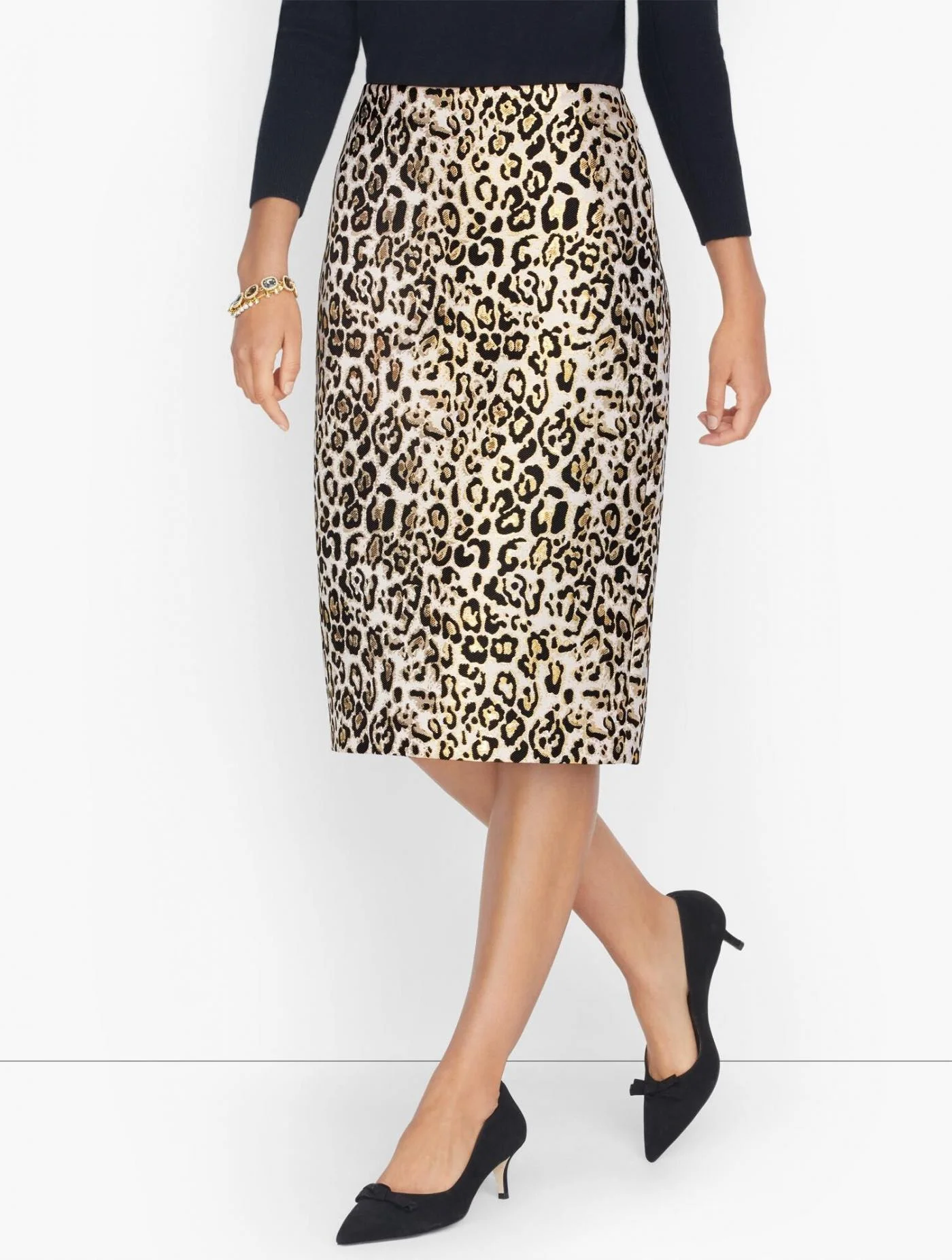 Skirts | Jacquard Shimmer Leopard Print Pencil Skirt IVORY MULTI &#8211; Talbots Womens