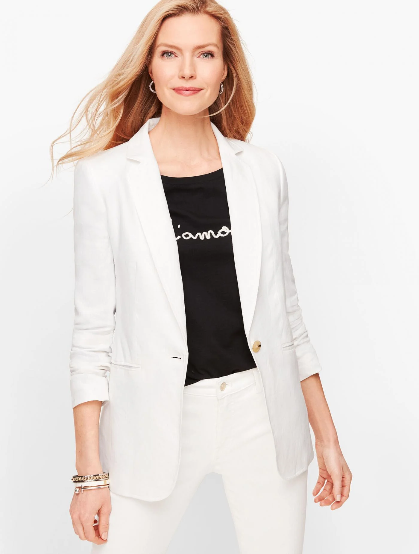 Jackets and Outerwear | Classic Linen Blazer &#8211; White WHITE &#8211; Talbots Womens