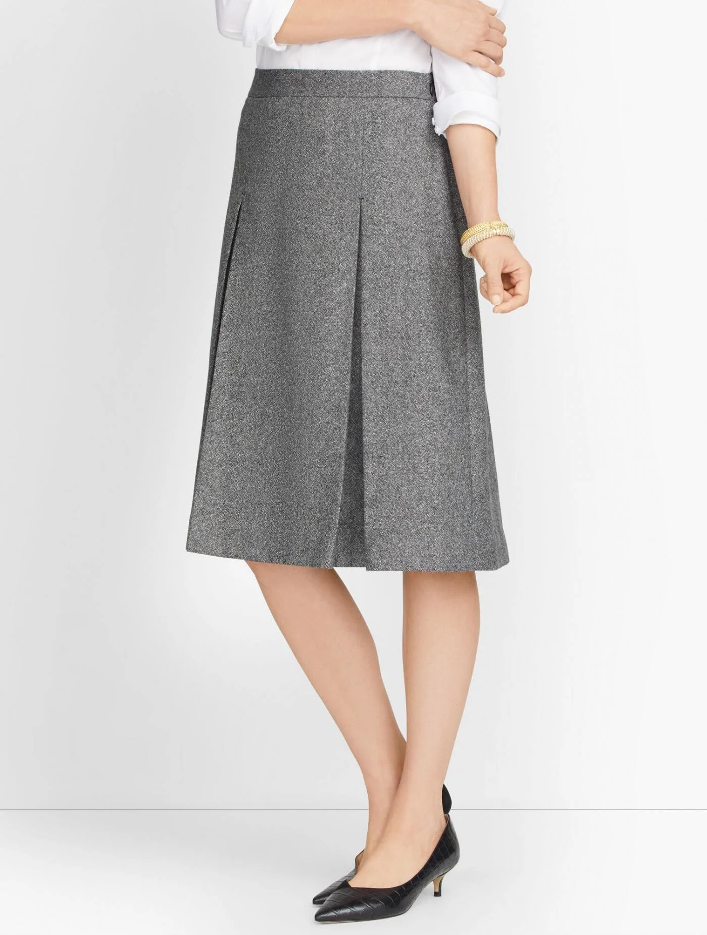 Skirts | Luxe Donegal Pleated Skirt BLACK/WHITE DONEGAL &#8211; Talbots Womens