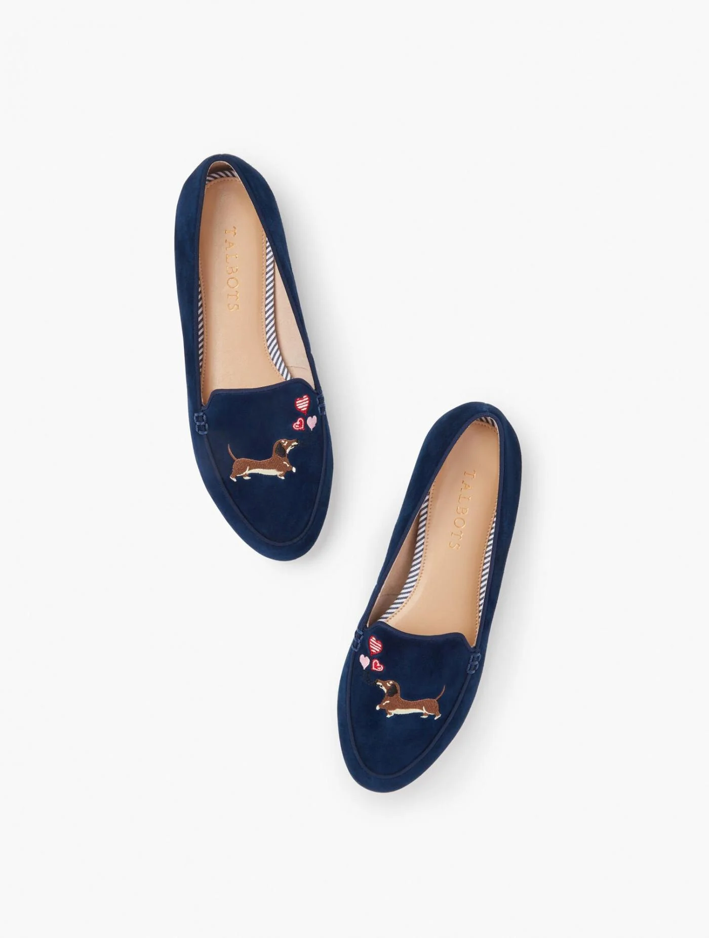 Flats | Ryan Suede Embroidered Dog Loafers INDIGO BLUE &#8211; Talbots Womens