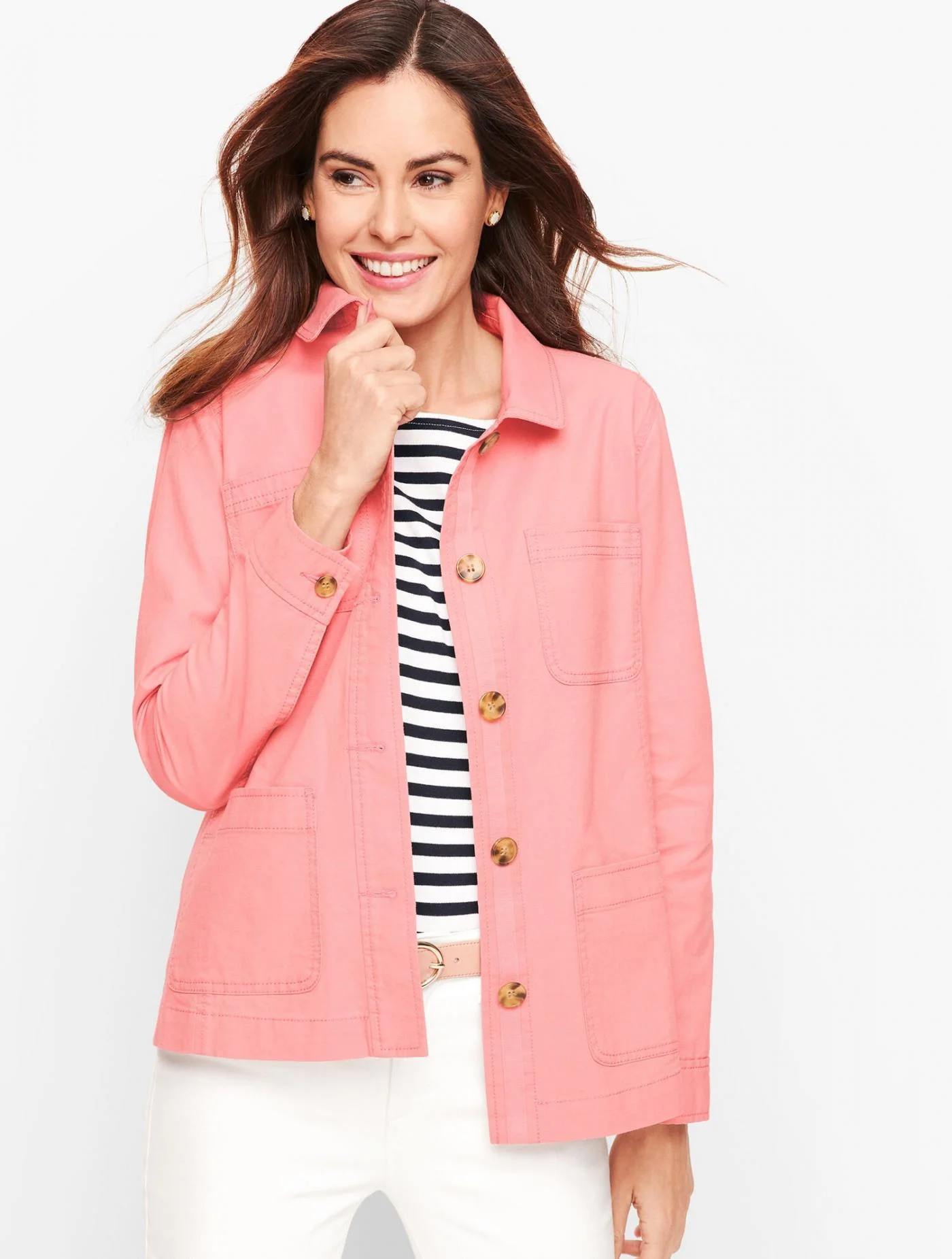 Jackets and Outerwear | Casual Cotton Jacket DUSTY PEACH &#8211; Talbots Womens