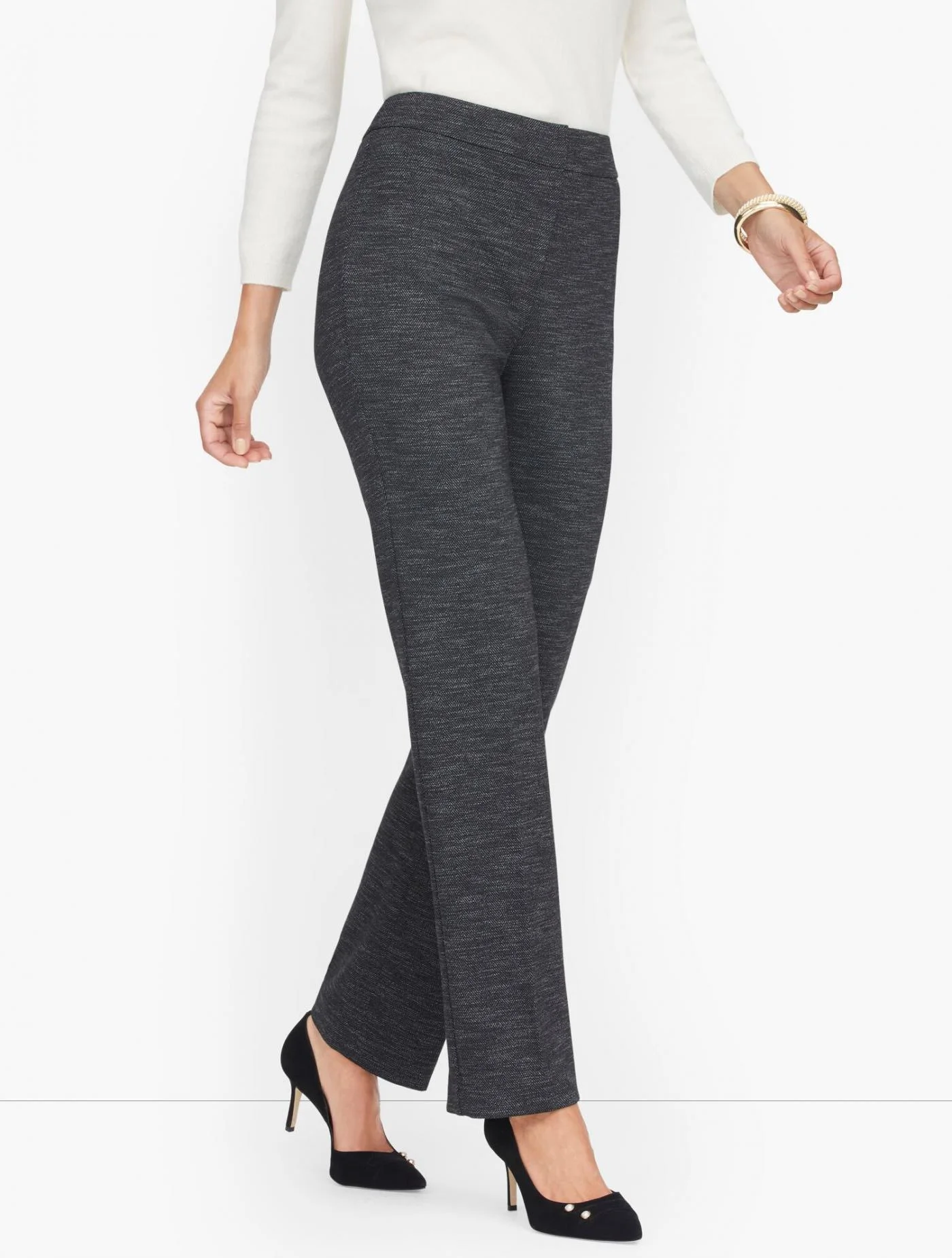 Pants | Italian Luxe Knit Herringbone Straight Leg Pants BLACK MULTI &#8211; Talbots Womens