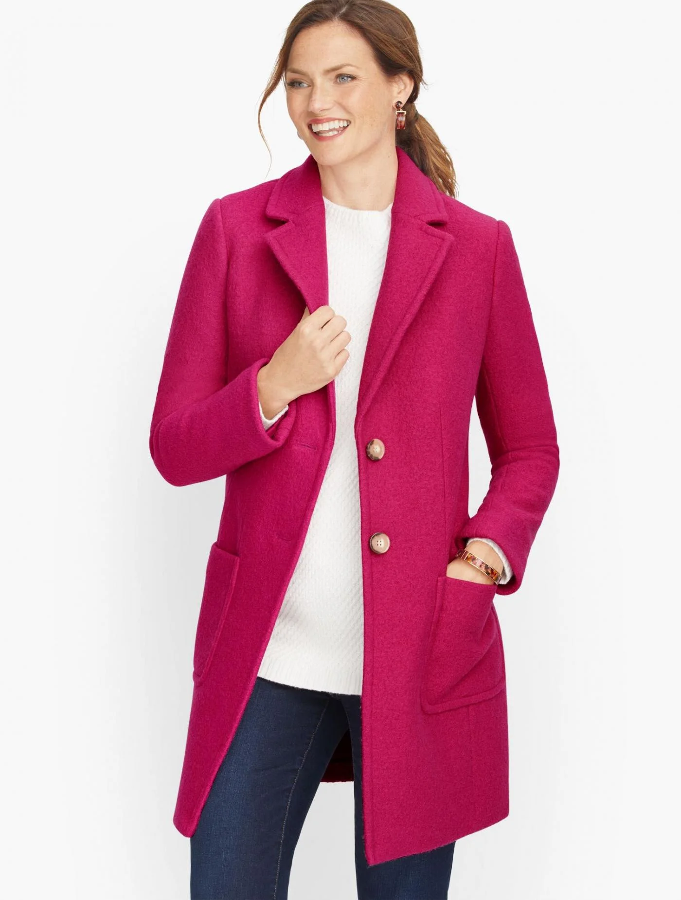 Jackets and Outerwear | Boiled Wool Coat AMORE PINK &#8211; Talbots Womens