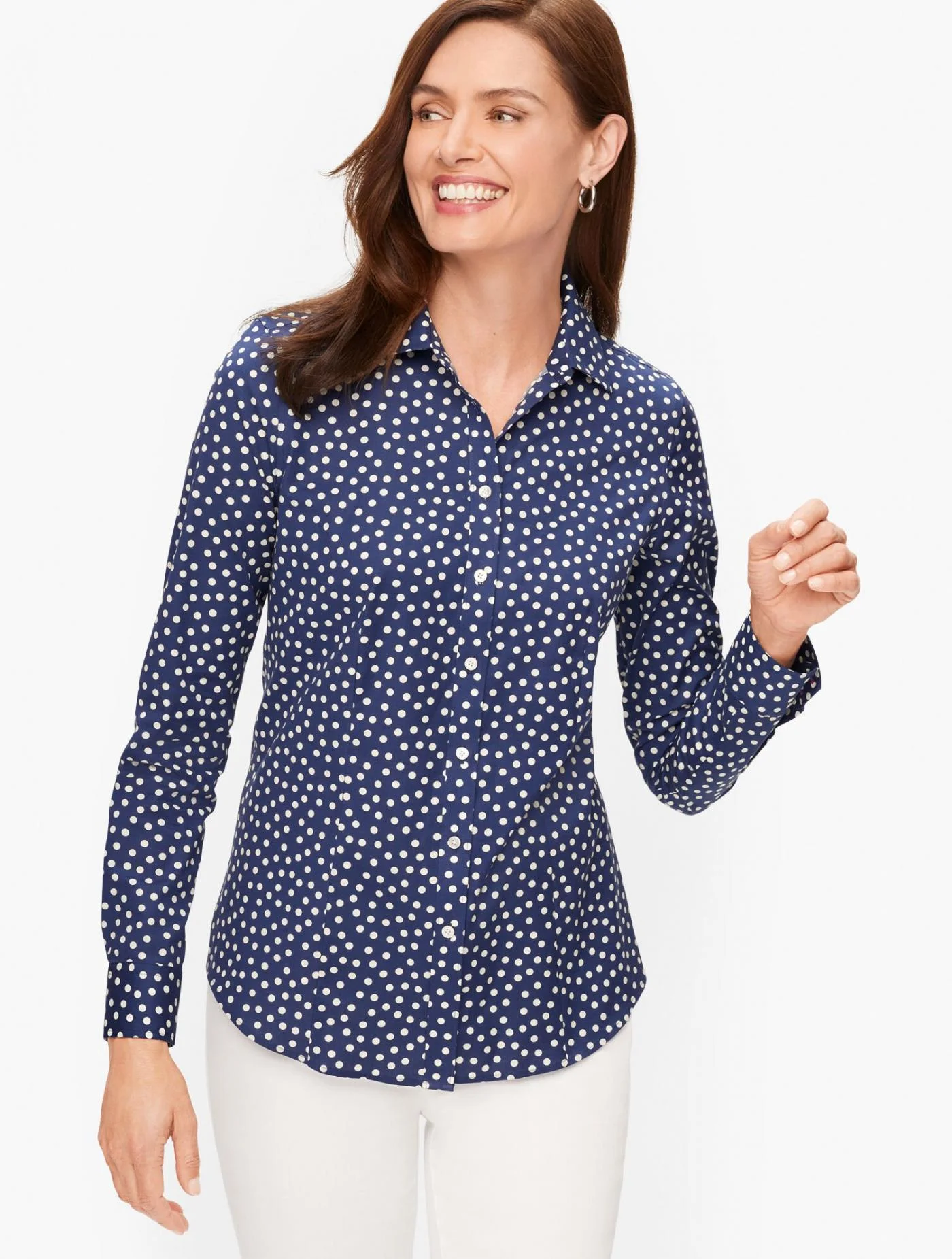 Blouses and Shirts | Perfect Shirt &#8211; Scattered Dots INDIA INK/IVORY &#8211; Talbots Womens