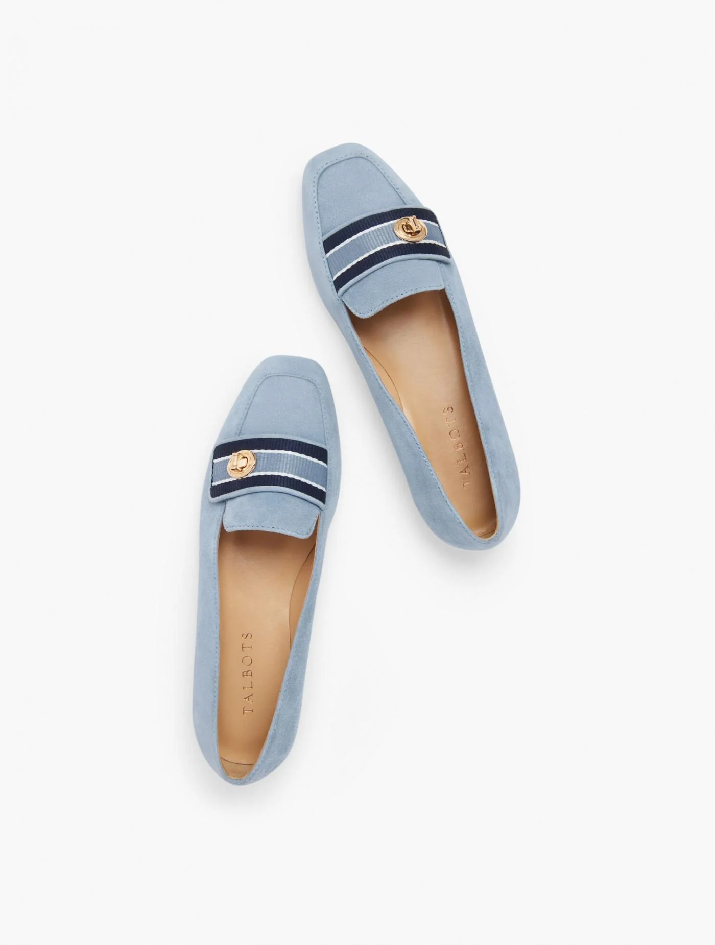 Flats | Stella Suede Flats &#8211; Stripe &amp; Turnlock Detail BLUE BLOSSOM &#8211; Talbots Womens