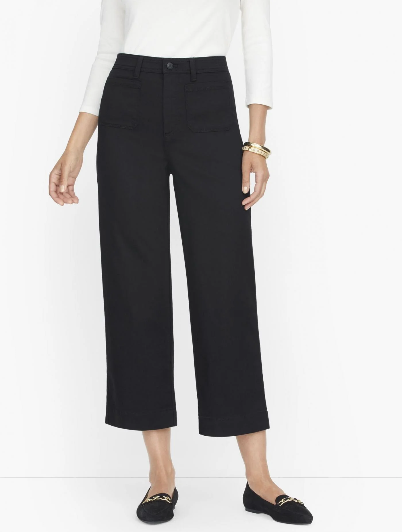 Jeans | Wide Leg Crop Jeans &#8211; Black BLACK &#8211; Talbots Womens