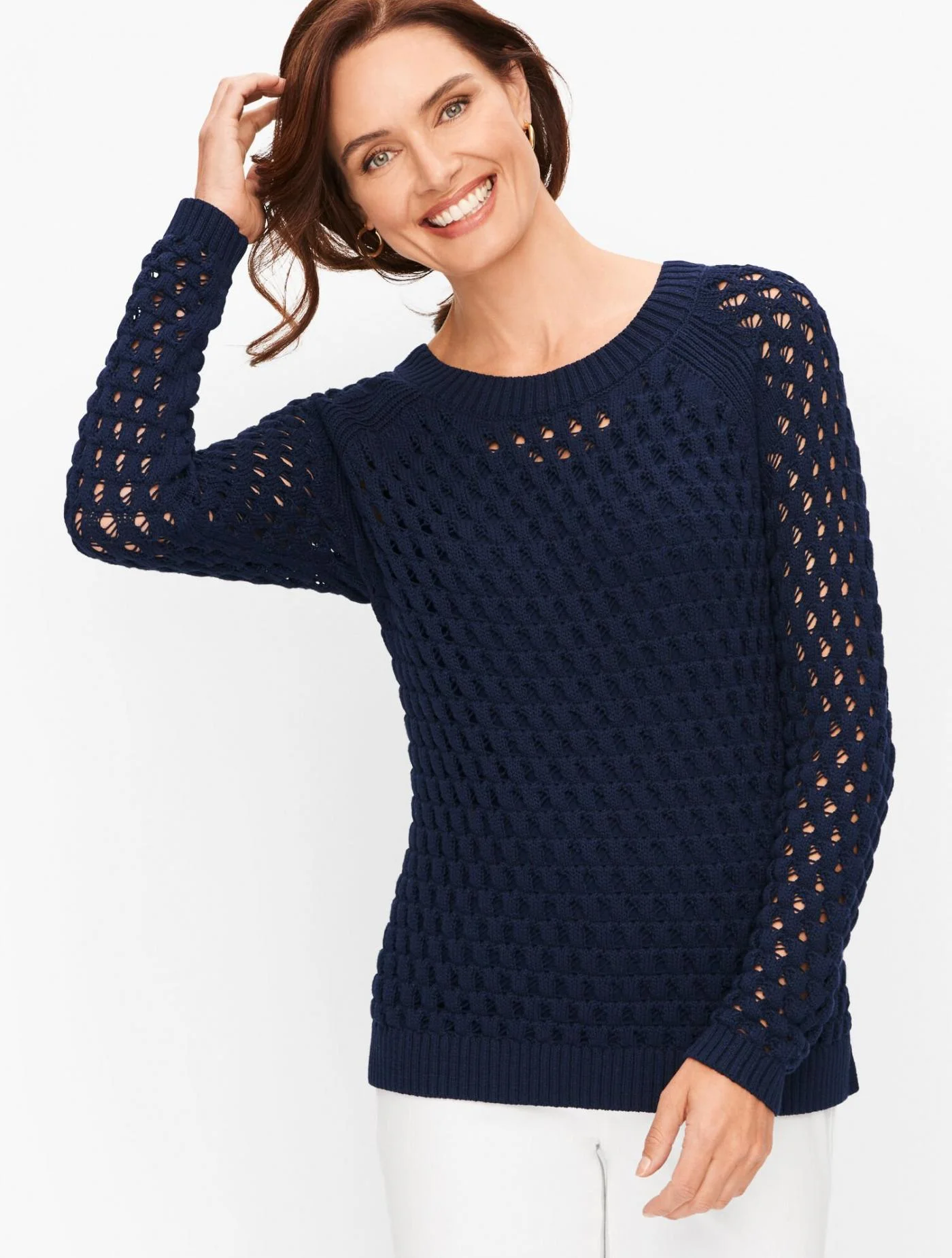 Sweaters | Open Stitch Sweater INDIGO BLUE &#8211; Talbots Womens