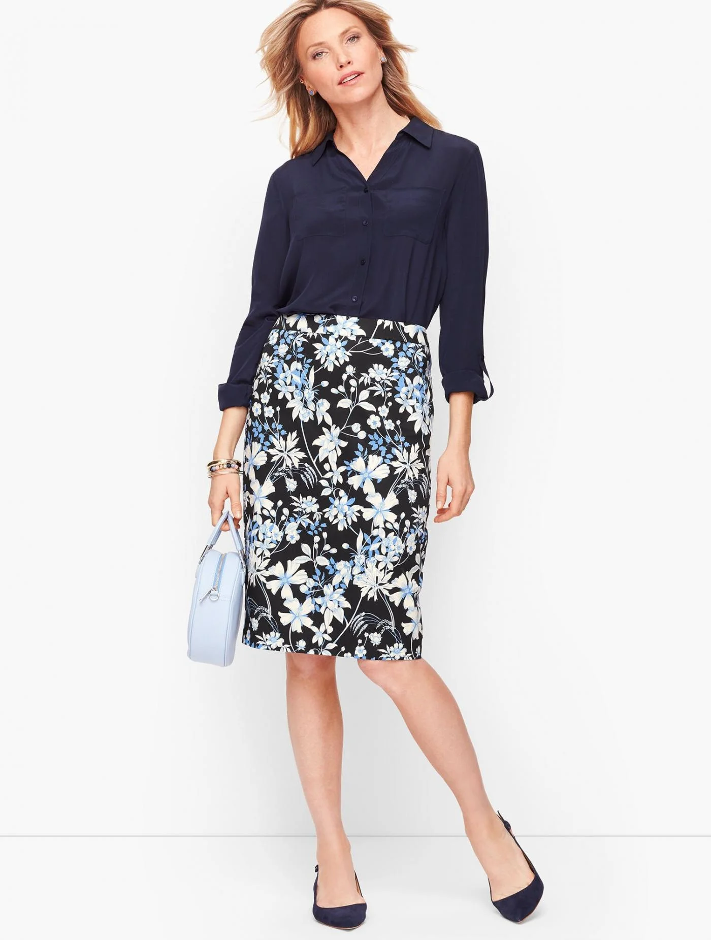 Skirts | Garden Pencil Skirt BLACK MULTI &#8211; Talbots Womens