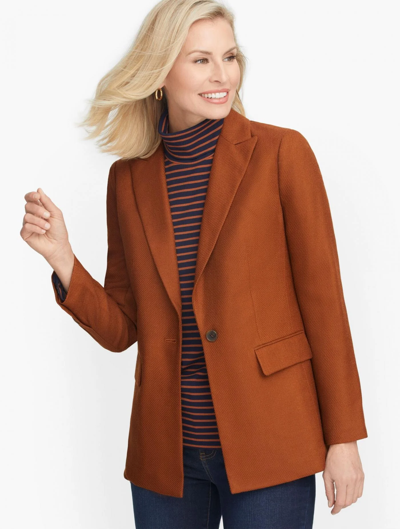 Jackets and Outerwear | Textured Wool Blend Blazer TORTOISE SHELL &#8211; Talbots Womens