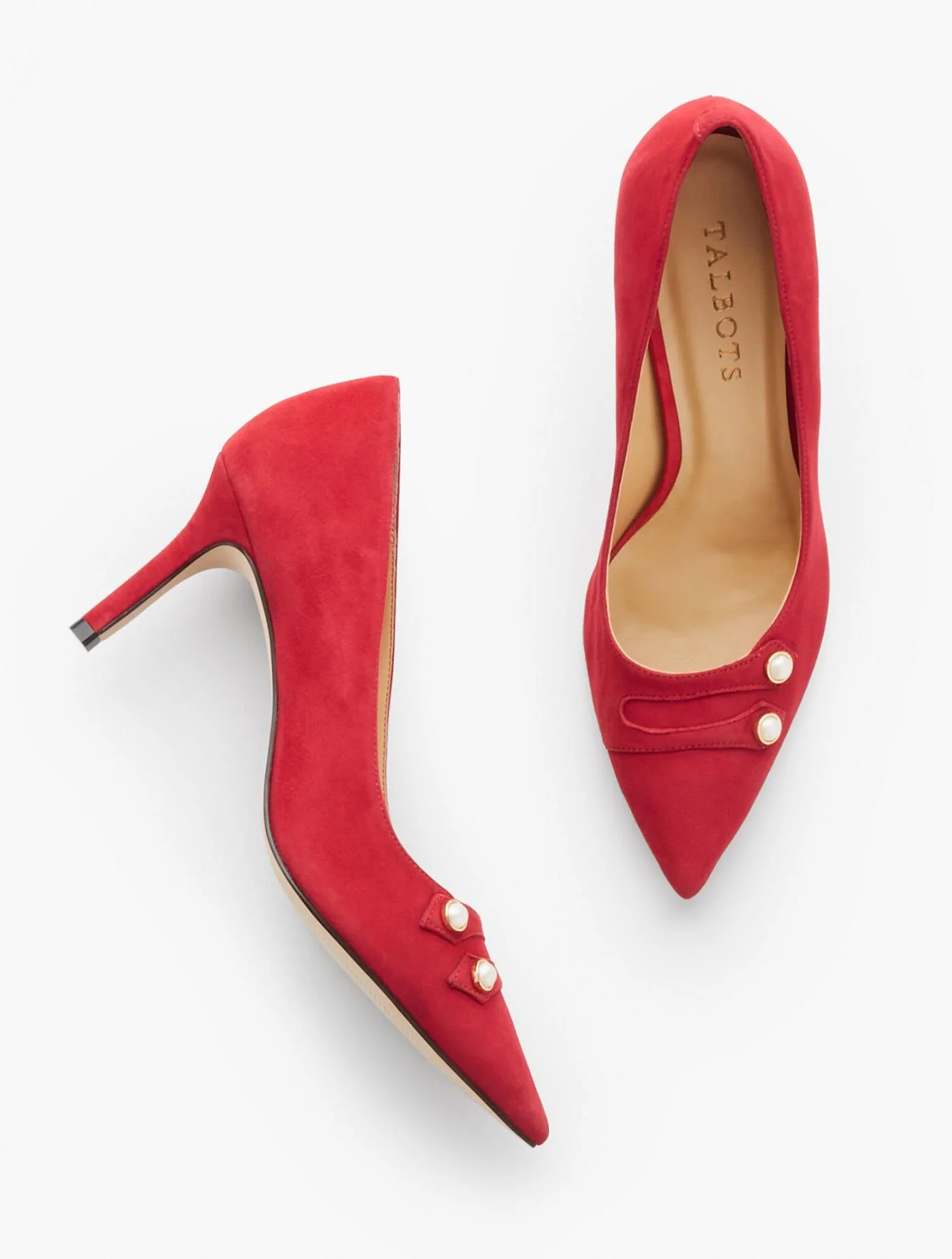 Heels | Erica Pearl Tab Suede Pumps RED POP &#8211; Talbots Womens