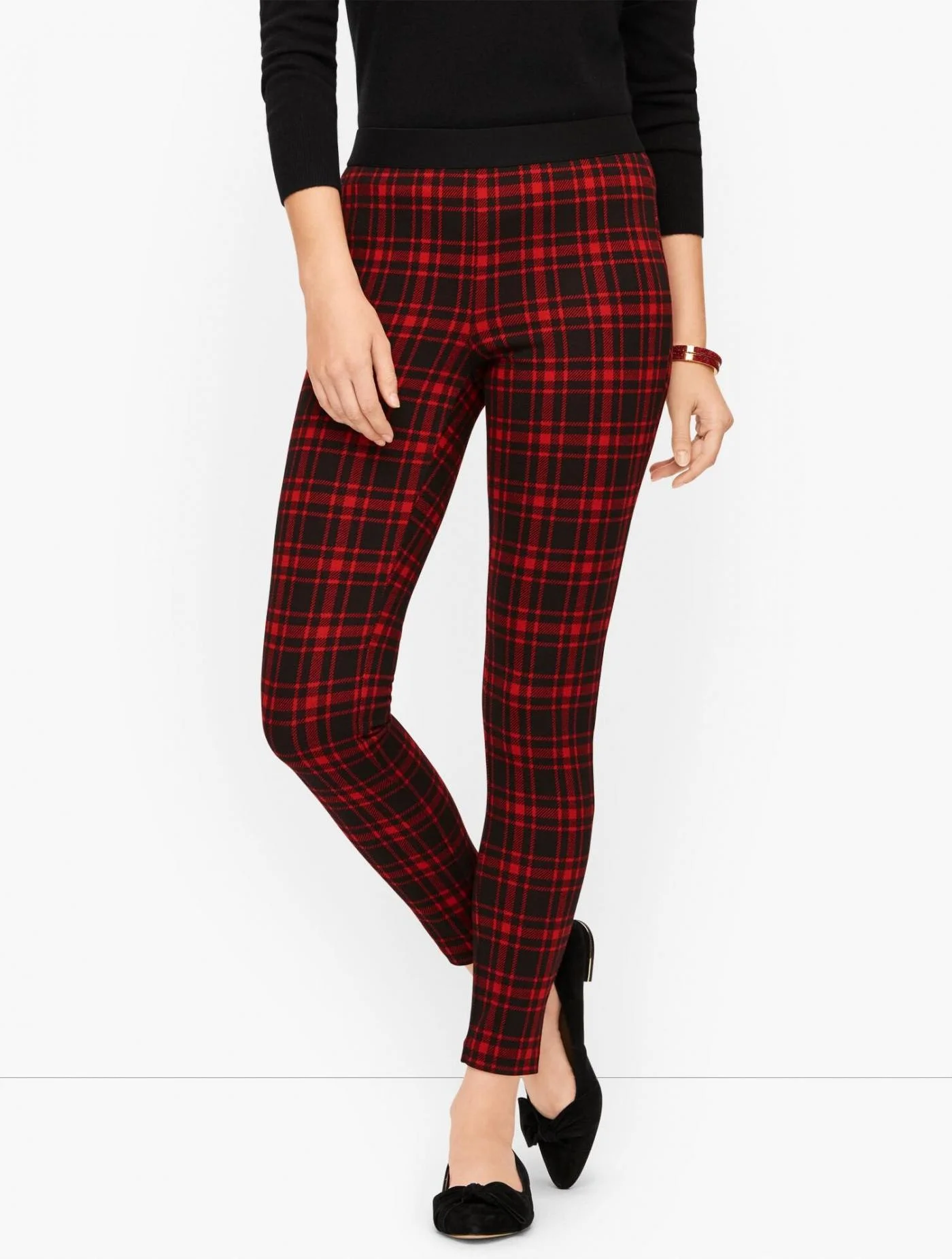 Pants | Talbots Soho Leggings &#8211; Tree Trim Plaid BLACK/RED POP &#8211; Talbots Womens