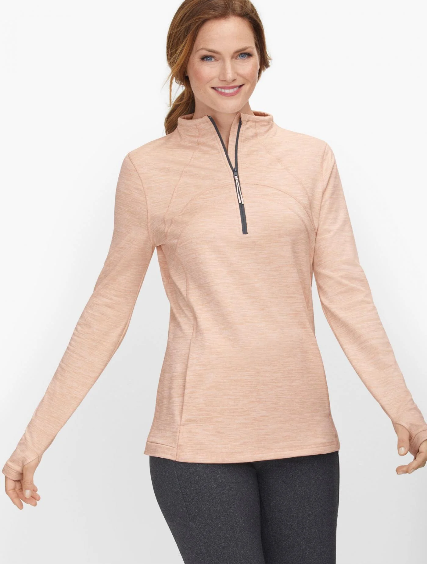 Tees and Knits | Half Zip Mock Neck Pullover CHAMPAGNE ROSE &#8211; Talbots Womens