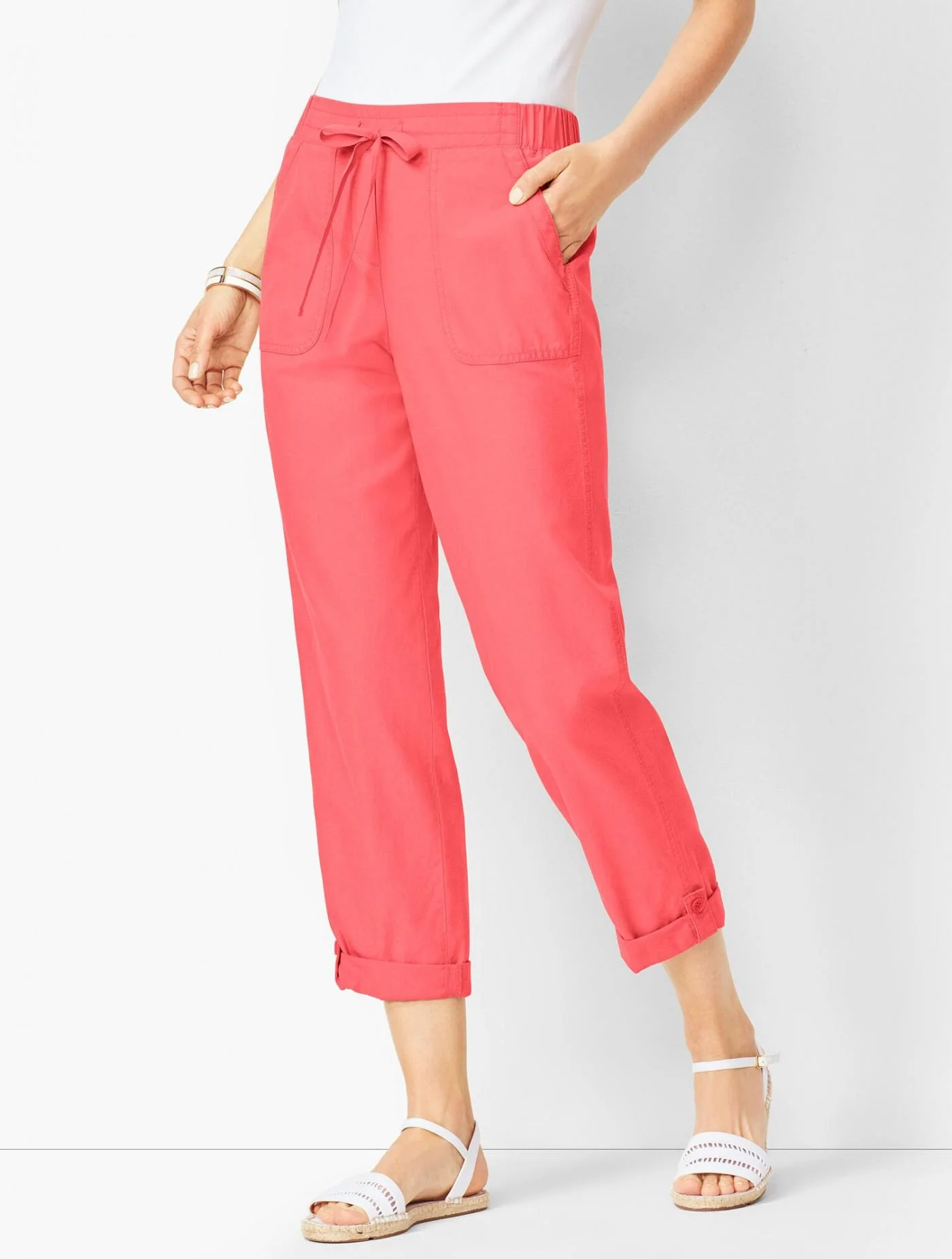 Pants | Drawstring Cuffed Pants COLONIAL RED &#8211; Talbots Womens