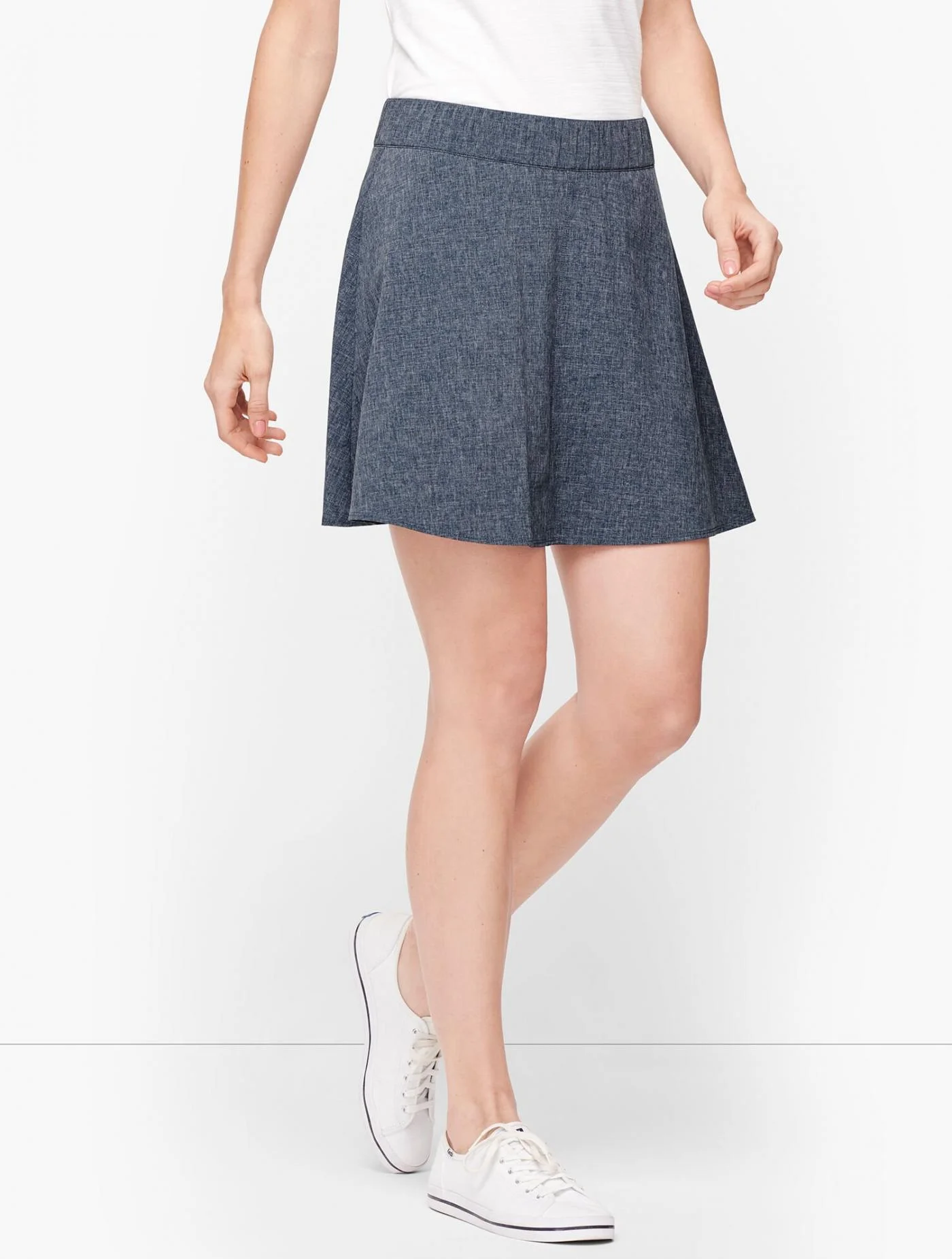 Shorts | Lightweight Stretch Woven Skort &#8211; M&eacute;lange INDIGO BLUE &#8211; Talbots Womens