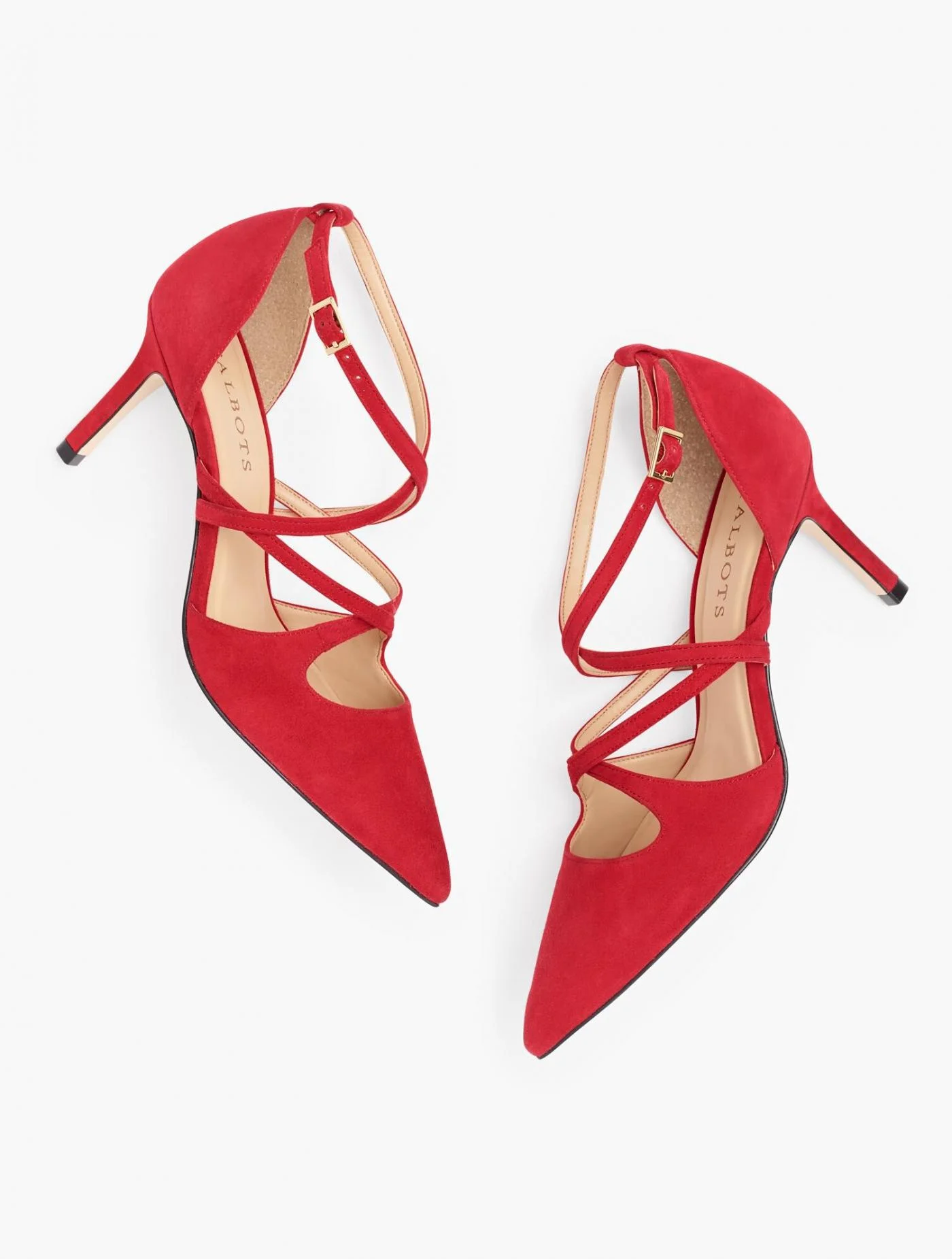 Heels | Erica Strappy Suede Pumps RED POP &#8211; Talbots Womens