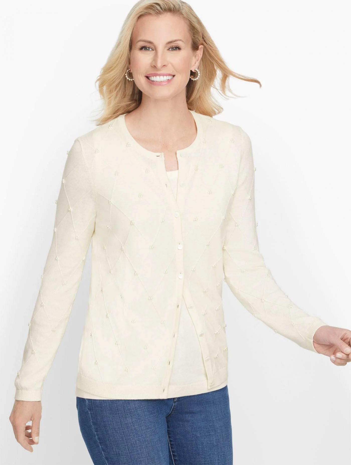 Sweaters | Charming Cardigan &#8211; Pearl Embellished IVORY &#8211; Talbots Womens