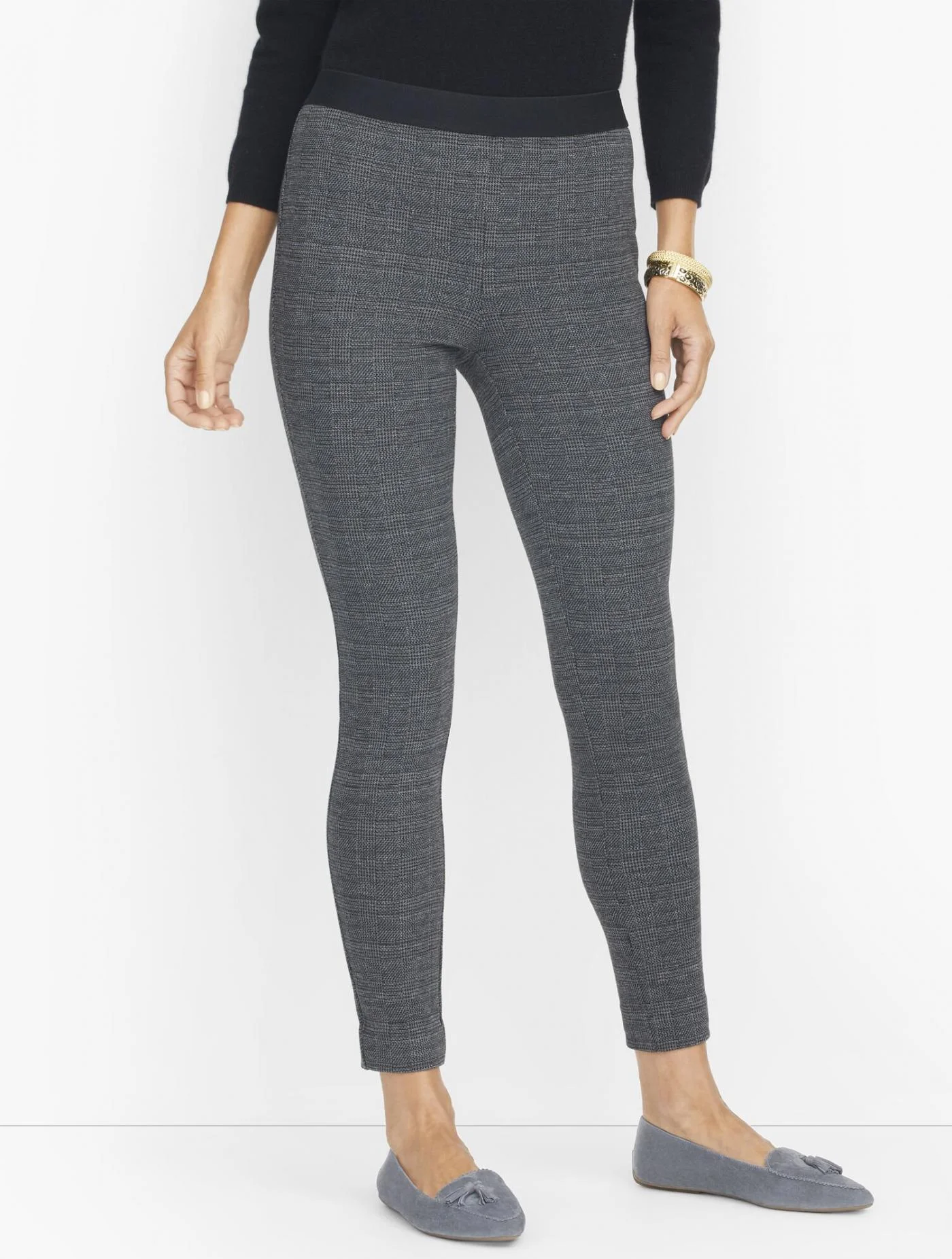 Pants | Talbots Soho Leggings &#8211; Ponte Plaid BLACK/MIST HEATHER &#8211; Talbots Womens