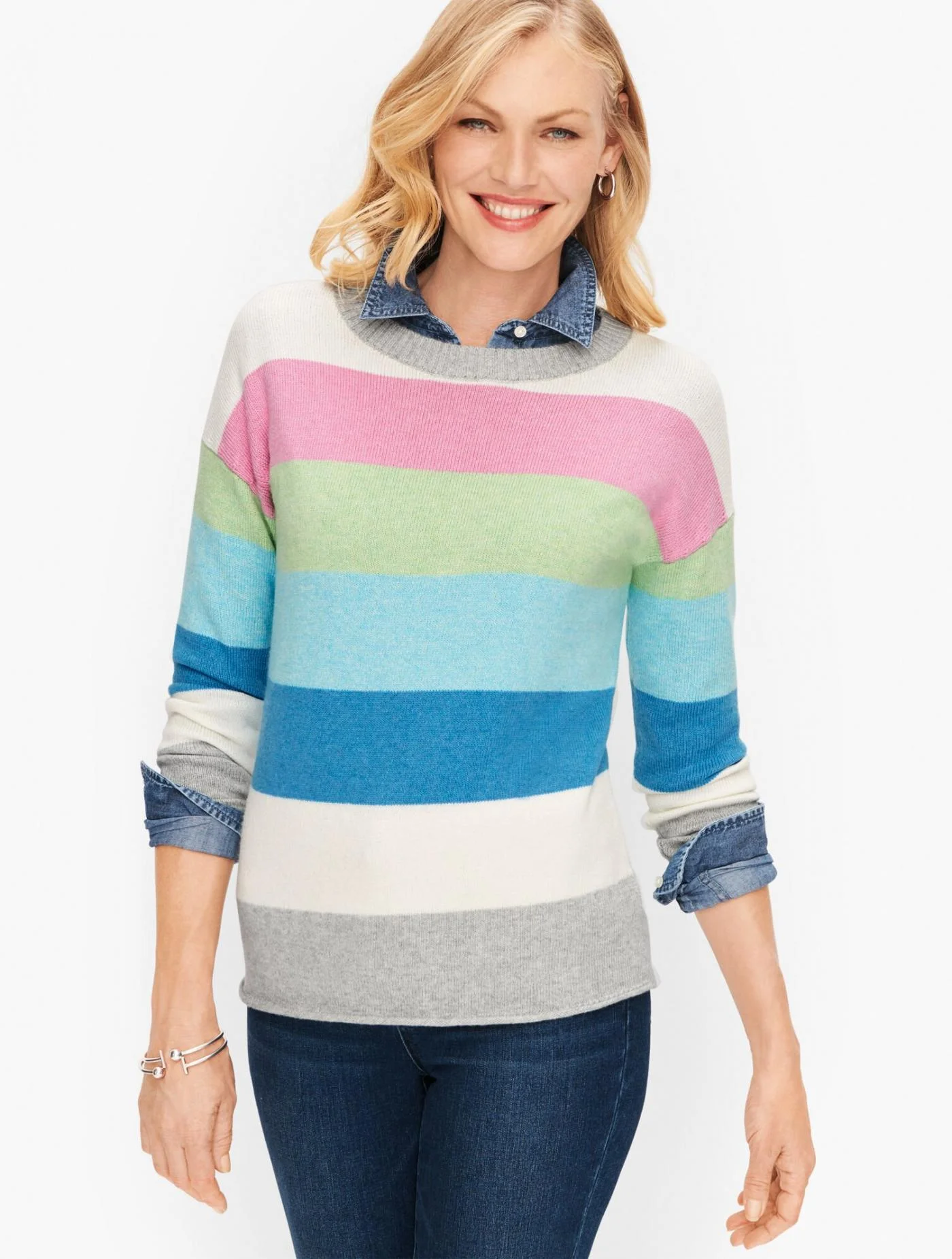 Sweaters | Supersoft Sorbet Stripe Sweater IVORY MULTI &#8211; Talbots Womens