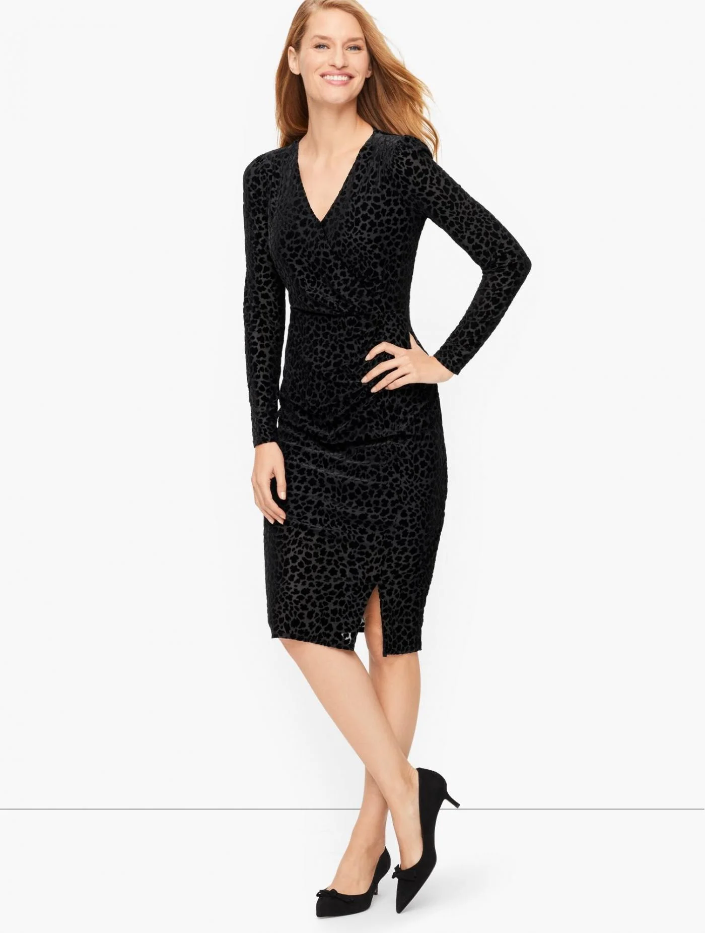 Dresses | Burnout Wrap Sheath Dress BLACK &#8211; Talbots Womens