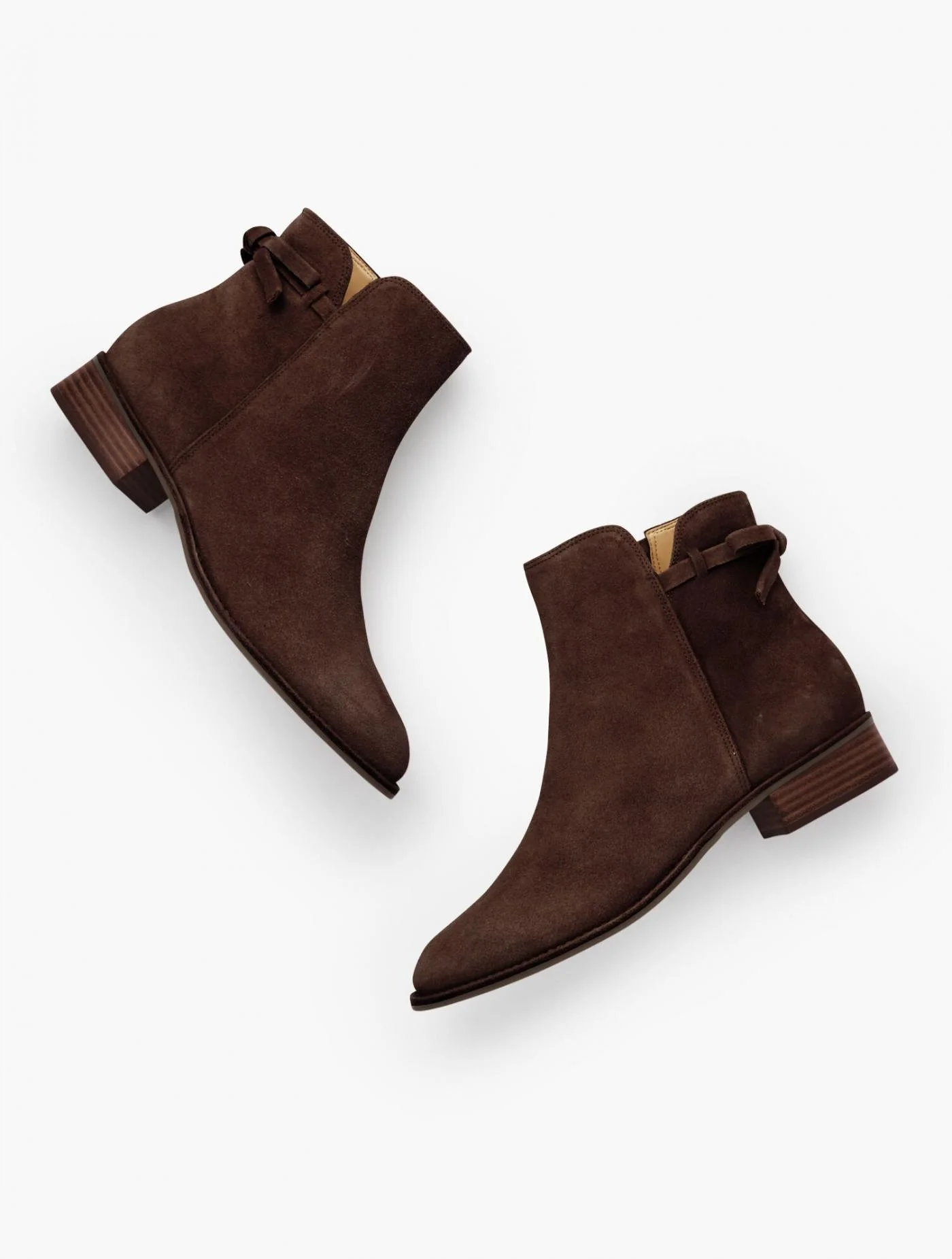 Boots | Tish Tie-Detail Ankle Boots &#8211; Suede CHOCOLATE &#8211; Talbots Womens