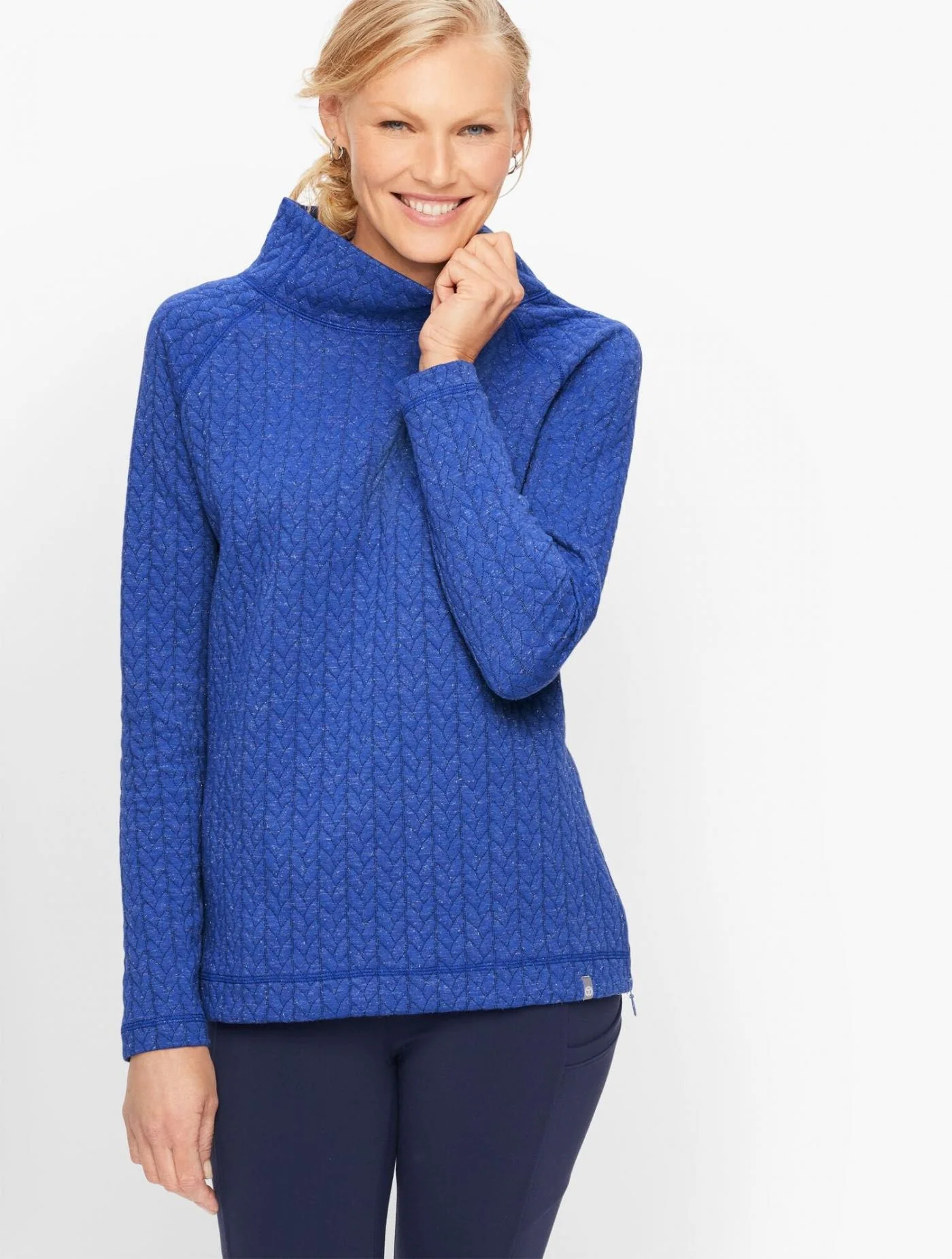 Tees and Knits | Quilted Shimmer Pullover ULTRAMARINE BLUE &#8211; Talbots Womens