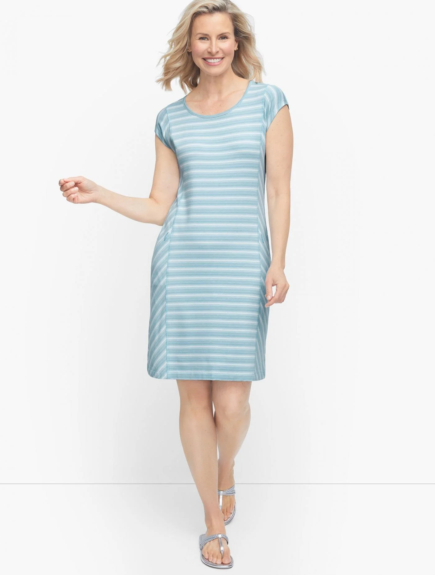 Dresses | Back Cutout Stripe Dress SALT BLUE MULTI &#8211; Talbots Womens