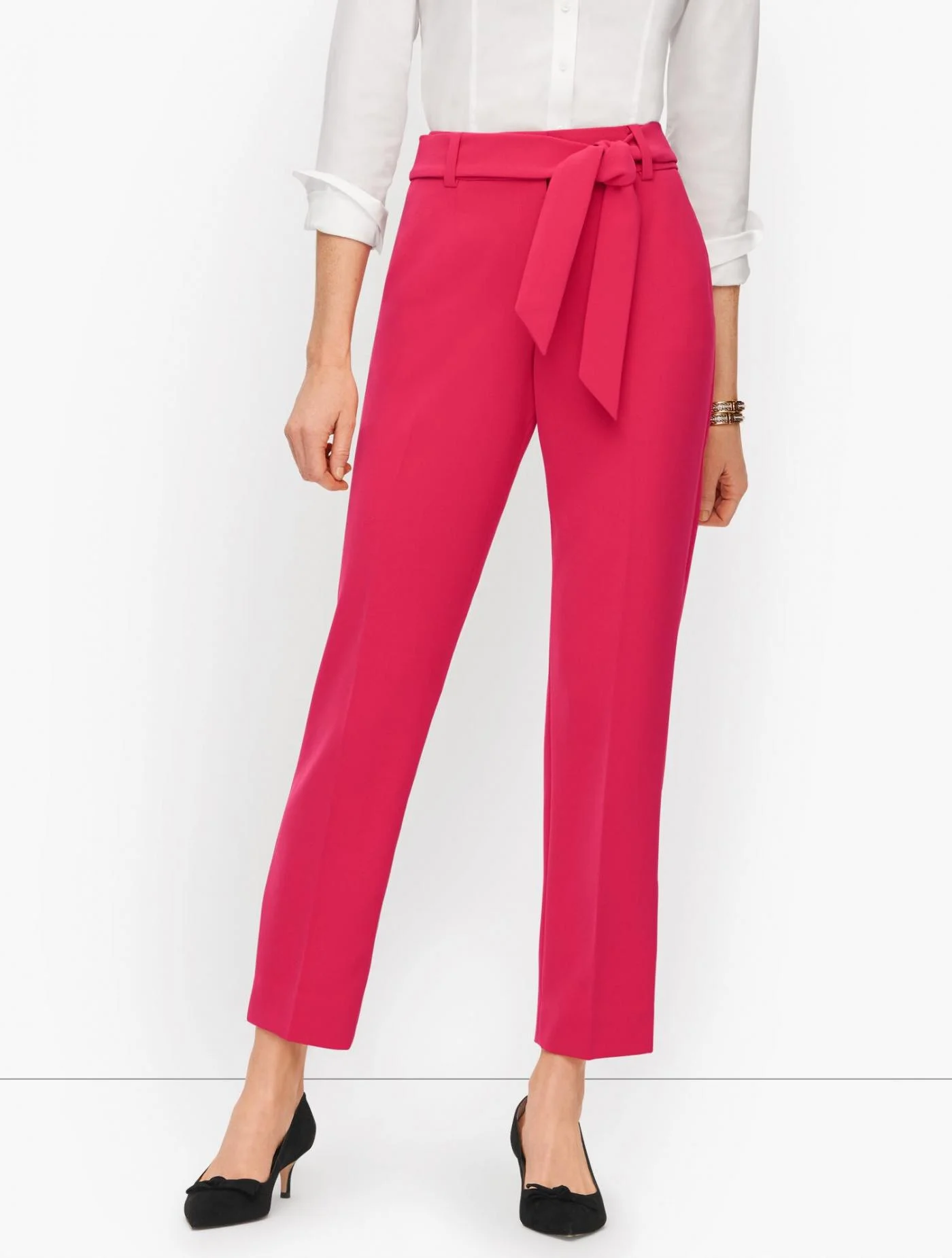 Pants | Stretch Crepe Tie Waist Ankle Pants AZALEA &#8211; Talbots Womens