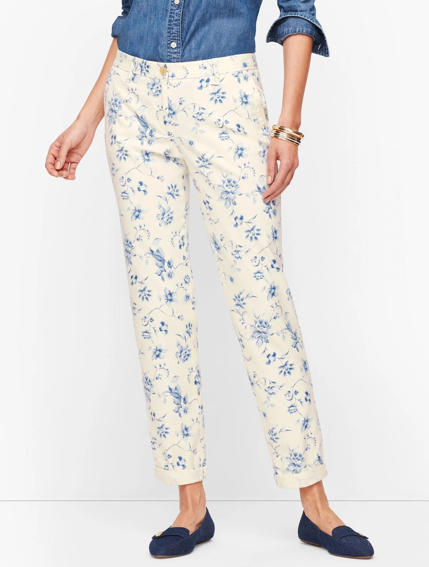 Pants | Relaxed Chinos &#8211; Toile IVORY/BLUE WAVE &#8211; Talbots Womens