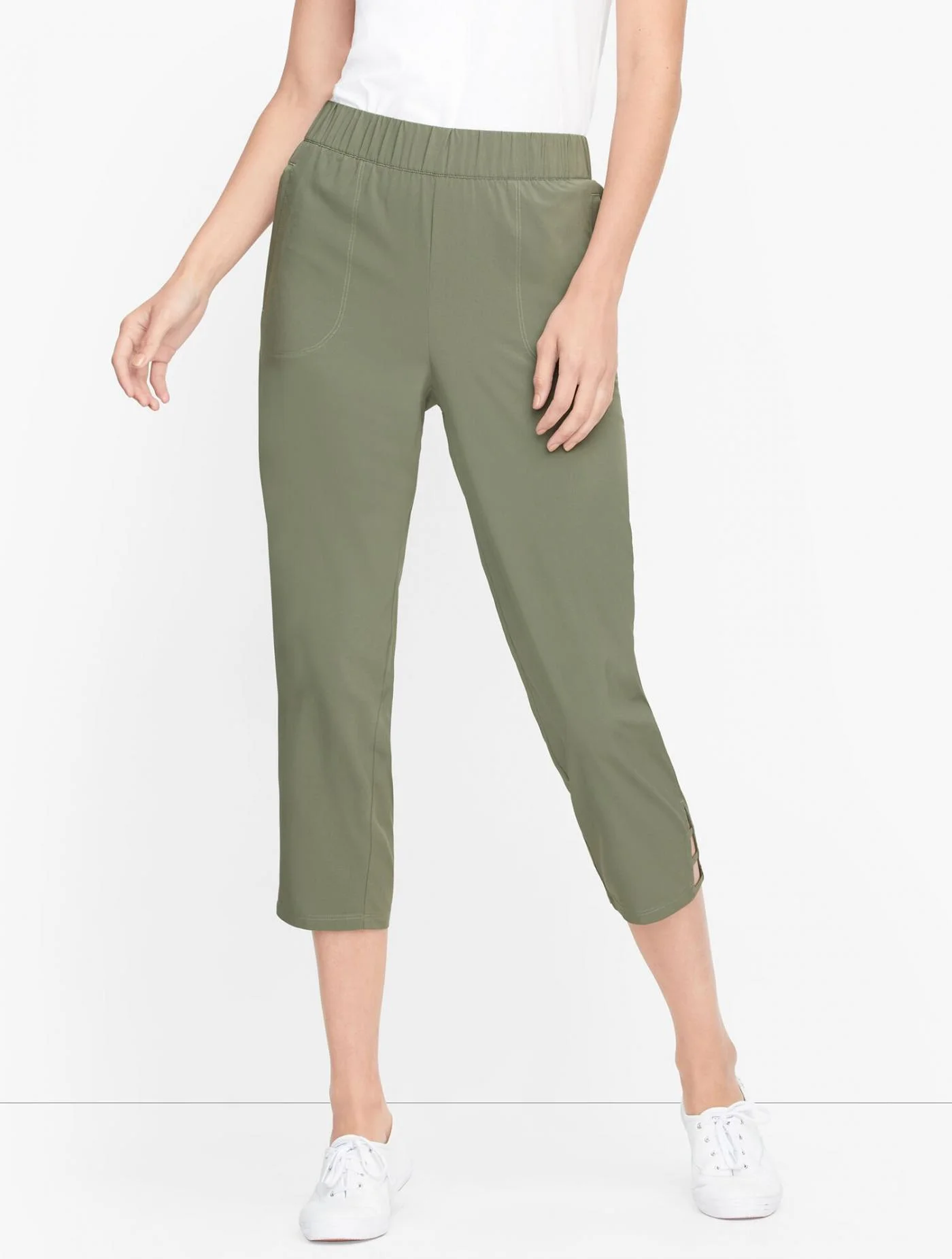 Pants | Lightweight Stretch Woven Cutout Crops SUMMER SAGE &#8211; Talbots Womens