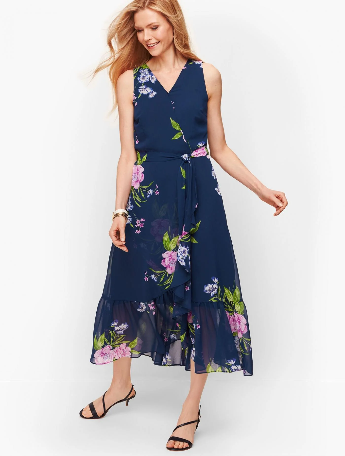 Dresses | Georgette Painterly Floral Wrap Dress INDIA INK MULTI &#8211; Talbots Womens