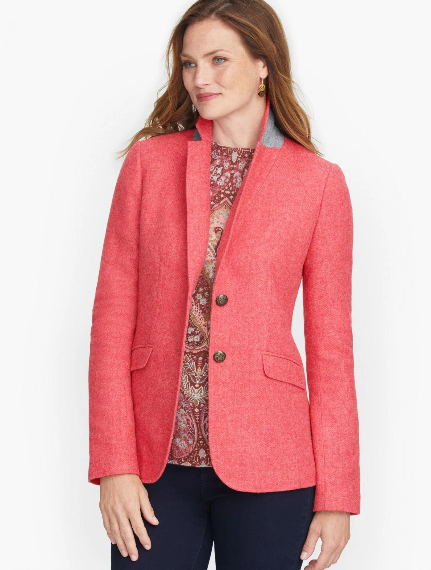 Jackets and Outerwear | Classic Shetland Blazer &#8211; Twill DARLING PINK &#8211; Talbots Womens