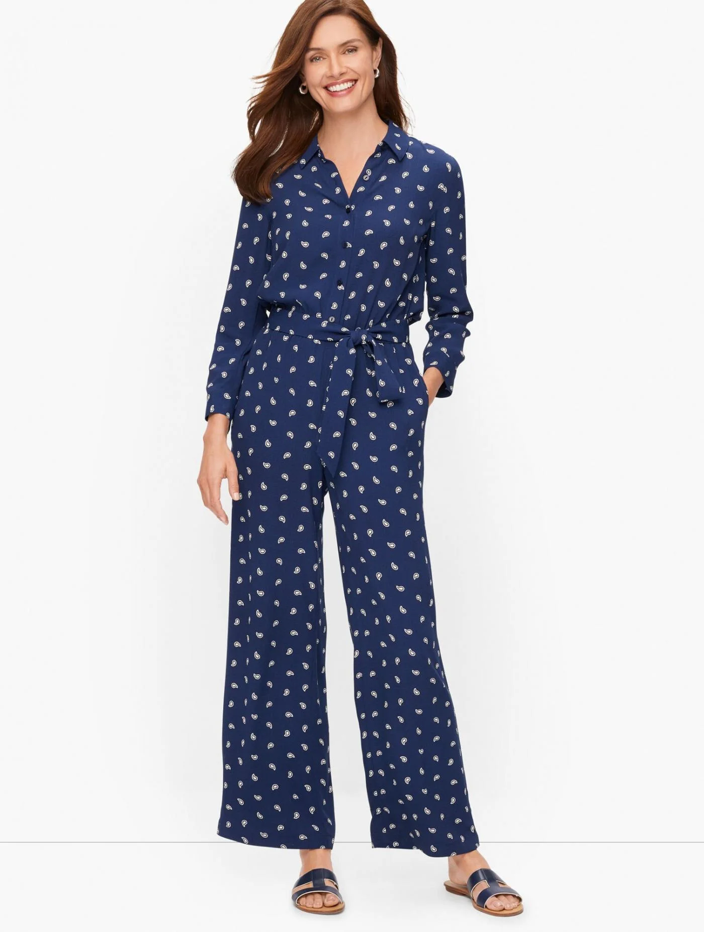 Dresses | Paisley Jumpsuit INDIA INK/IVORY &#8211; Talbots Womens