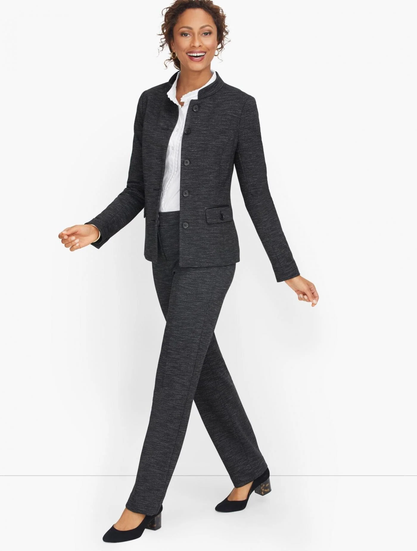 Jackets and Outerwear | Italian Luxe Knit Herringbone Jacket BLACK MULTI &#8211; Talbots Womens