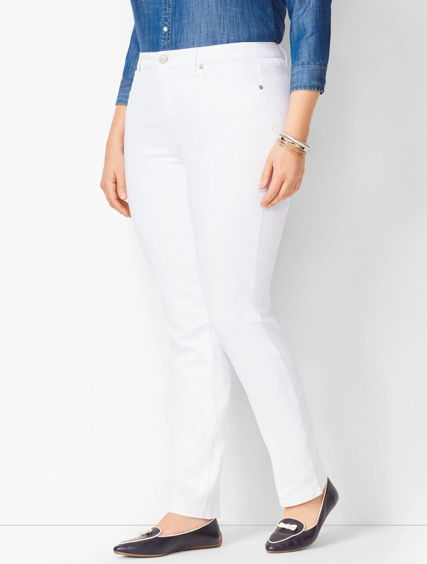 Jeans | Plus Size High-Waist Straight-Leg Jeans WHITE &#8211; Talbots Womens